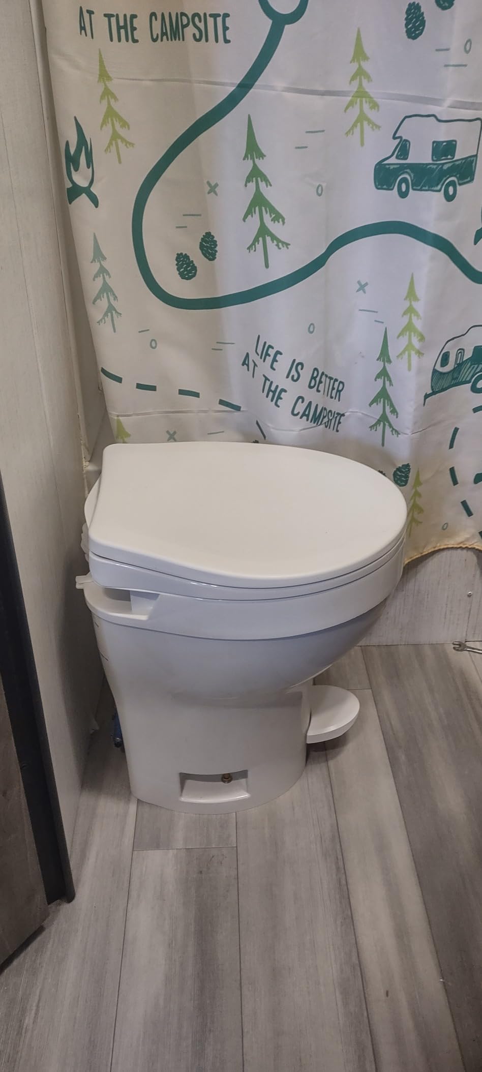 Thetford Aqua-Magic® VI High Profile, White | Space-saving design, easy installation, foot flush, Residential sized SloClose seat, deepest toilet bowl available for RVs customer photo 2