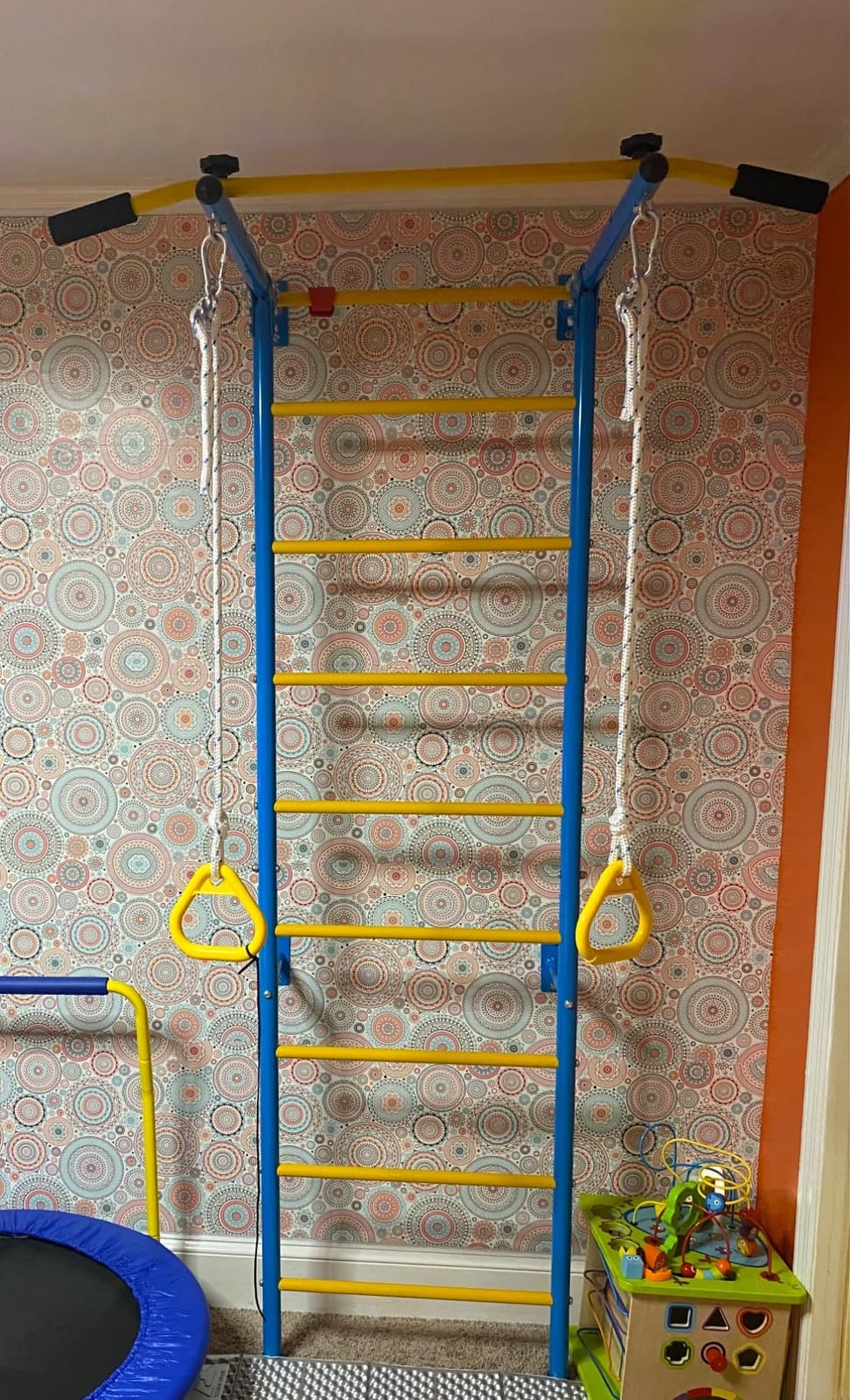 Costzon Climbing Toys for Toddlers, Indoor Kids Gym, Supports 220 lbs | Carbon Steel Swedish Ladder Wall Set with Wall Ladder, Pull-up Bar, Rope, Gymnastic Rings, Solid Wall Set up, Kids Gift customer photo 2
