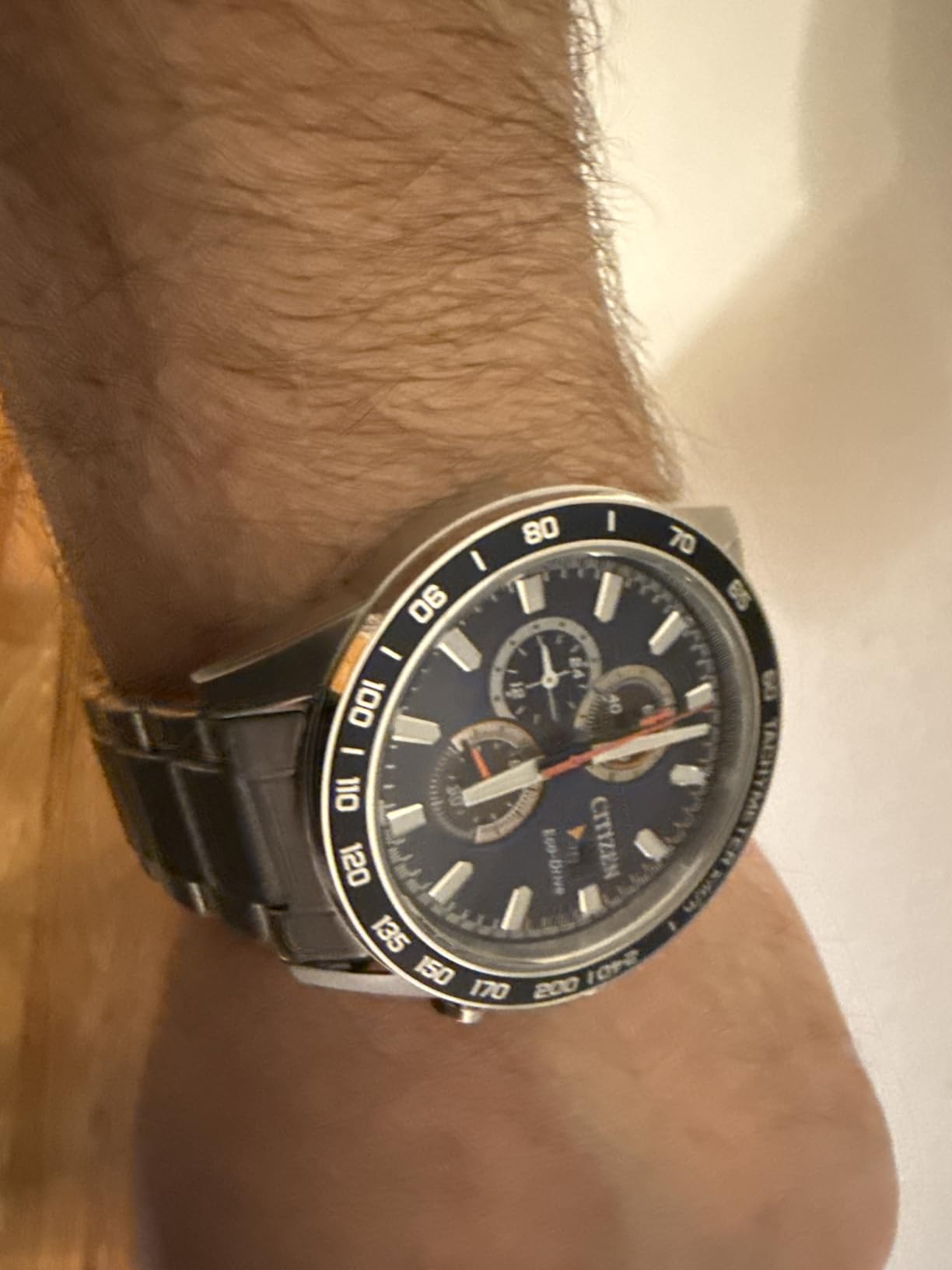 Citizen Men's Sport Casual Brycen Eco-Drive Chronograph Stainless Steel Watch, 12/24 Hour Time, Date, Tachymeter, 100 Meters Water Resistant, Spherical Mineral Crystal, Weekender customer photo 2