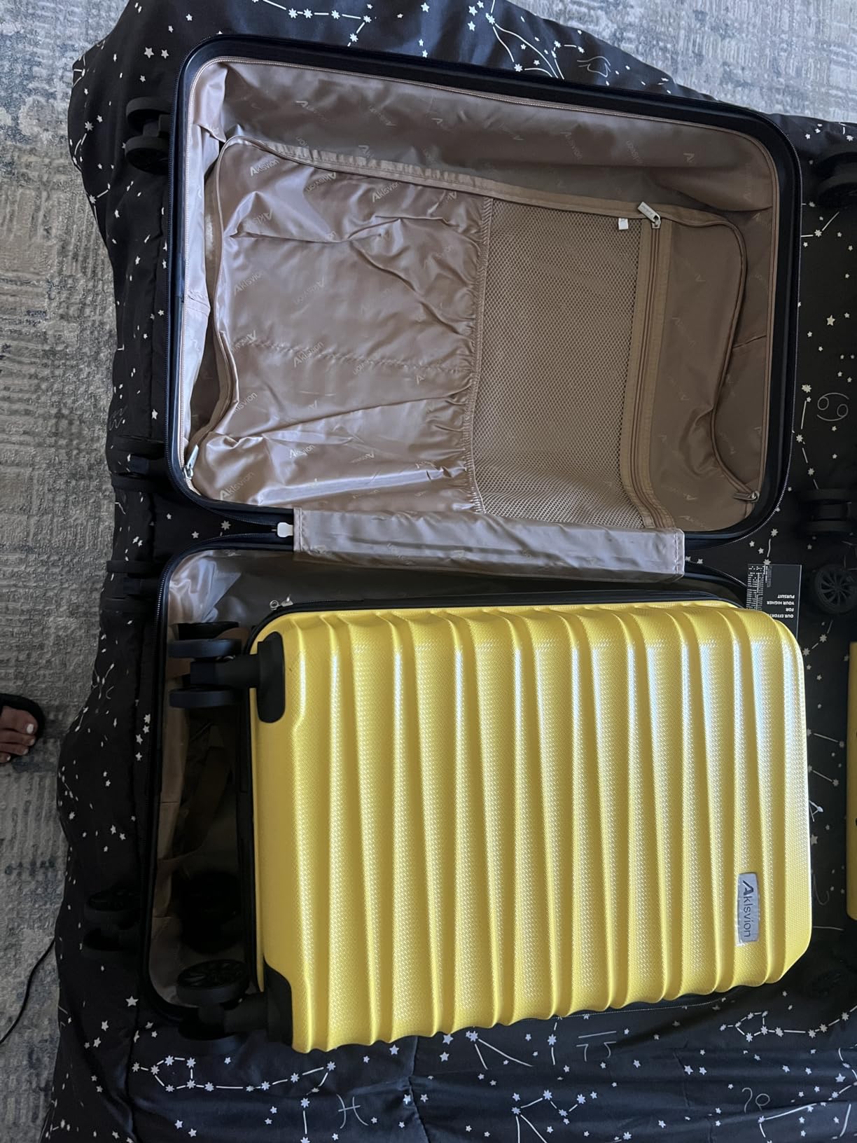 Luggage Sets 3 Piece(20/24/28)-Suitcase Set- Luggage with Wheels-PC + ABS Durable Lightweight Rotating hardshell suitcase 5PCS(Yellow) customer photo 2