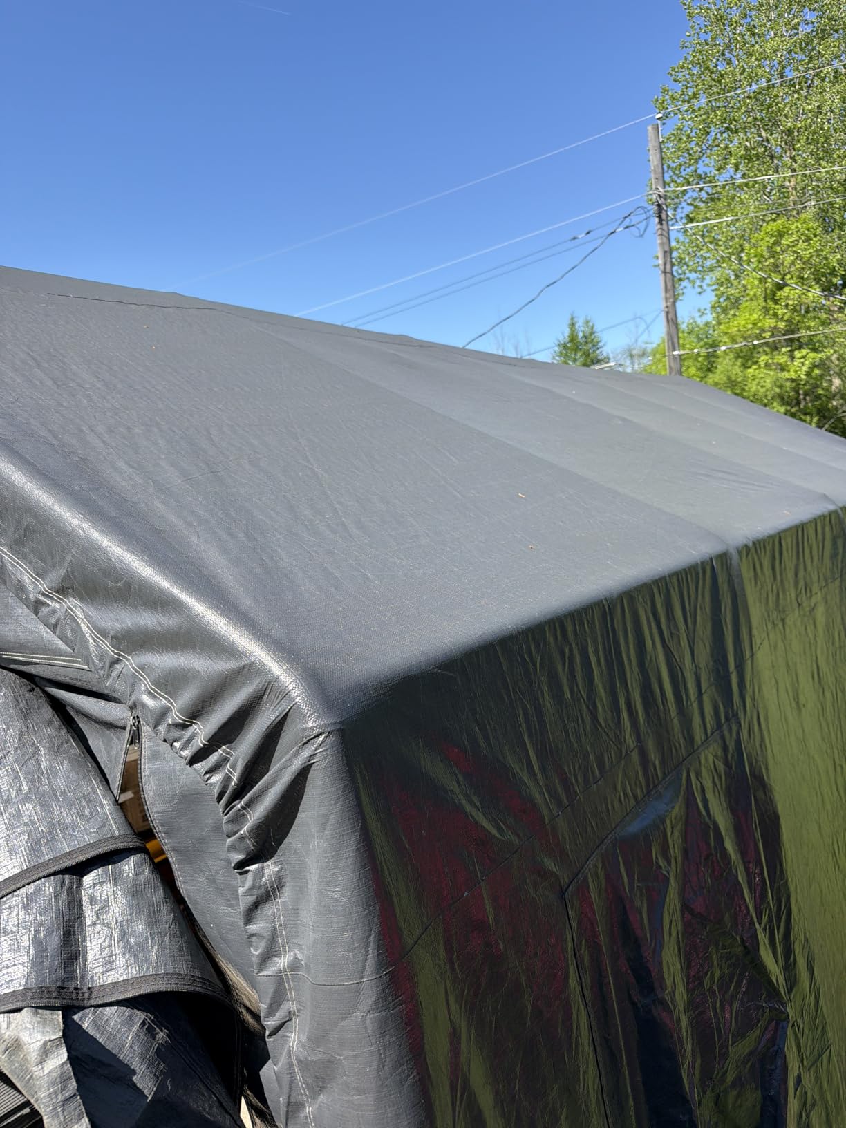 ADVANCE OUTDOOR 10X15 ft Garage Shelter Steel Metal Peak Roof Portable Storage Shed Carport for Motorcycle Boat, or Garden Tools with 2 Roll up Doors & Vents, Gray customer photo 2