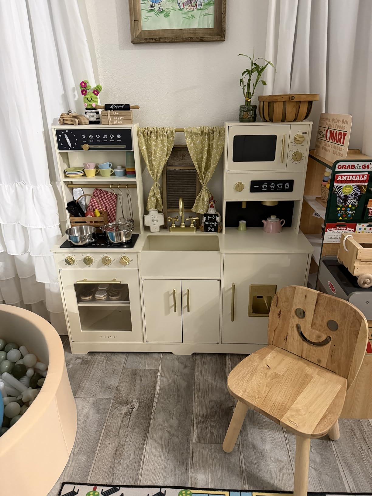 Tiny Land Play Kitchen for Kids – Modern Home Design with Fabric Curtains customer photo 1