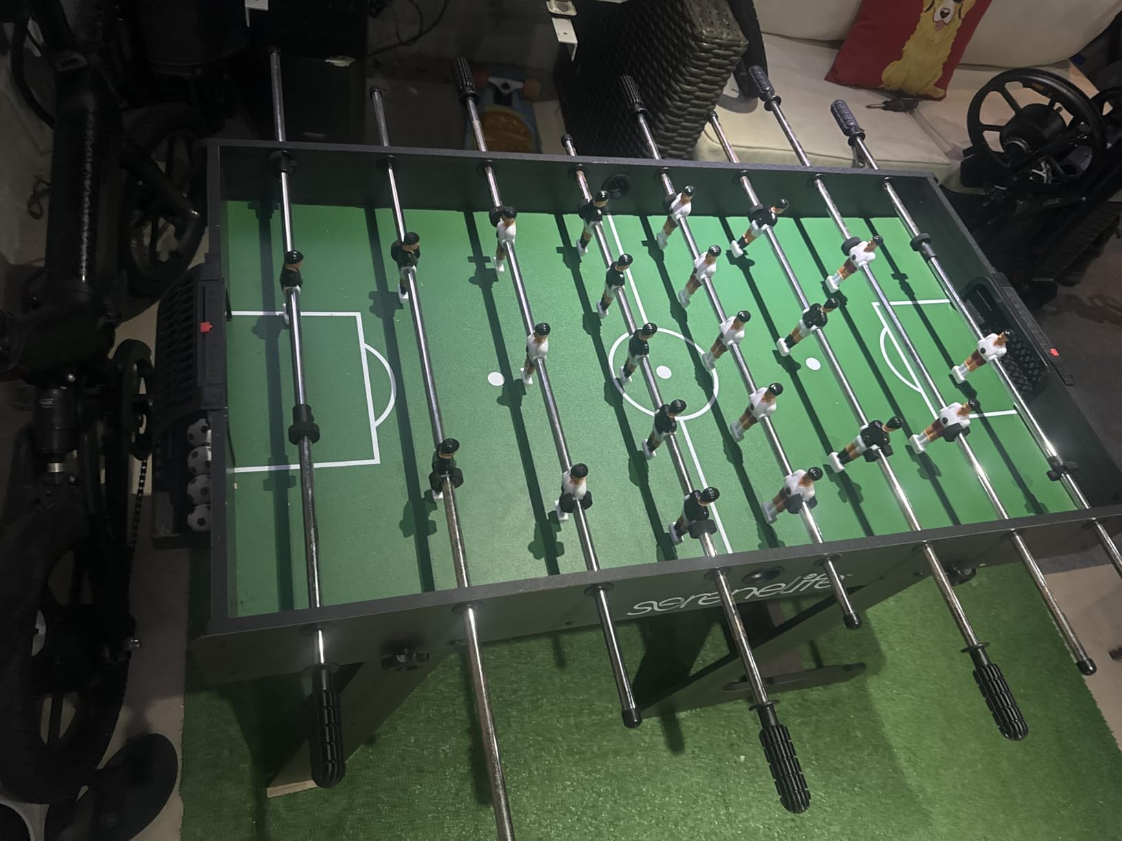 SereneLife Folding Foosball Table, 4’ x 2’ Full Competition Size Foldable Space Saving Table Soccer for Home, Arcade Game Room, for Indoor or Outdoor, Family Game Night, Perfect for Kids and Adults customer photo 2