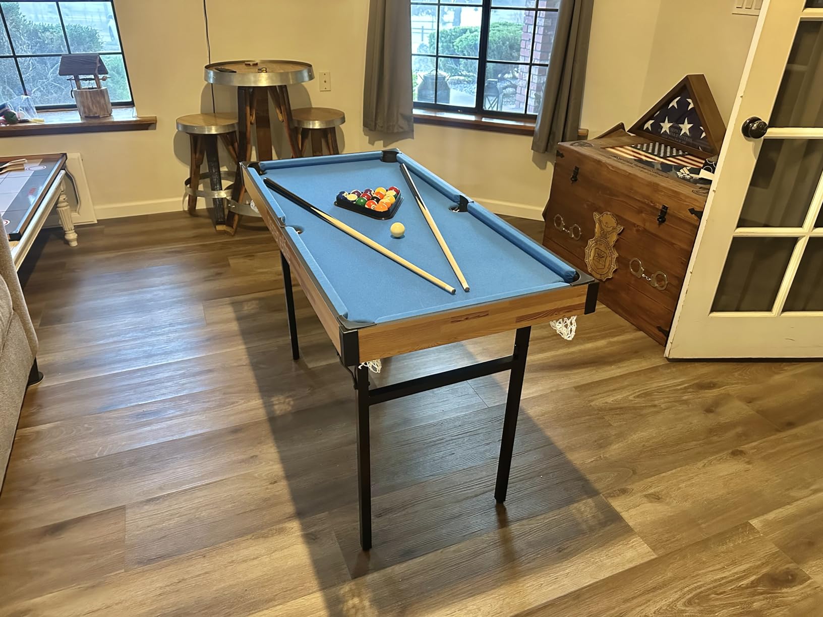 SereneLife 4 in 1 Multi Game Table, 4’x2’ Folding Portable Sports Arcade Games with Accessories, Ping Pong, Air Hockey, Pool Billiards, and Shuffleboard, for Indoor, Outdoor, All Ages customer photo 2