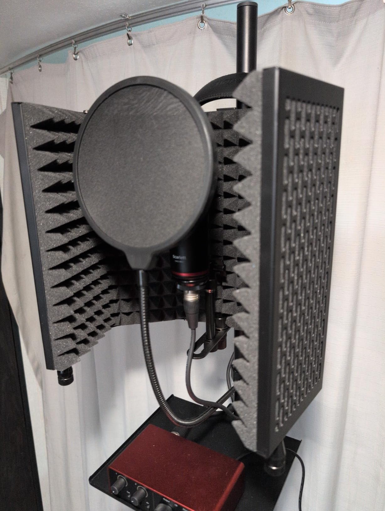 Dmsky Microphone Isolation Shield with Pop Filter & Tripod Stand, Foldable Mic Shield with Triple Sound Insulation, High Density Mic Sound Shield for Recording Studio, Podcasts, Singing, Broadcasting customer photo 2