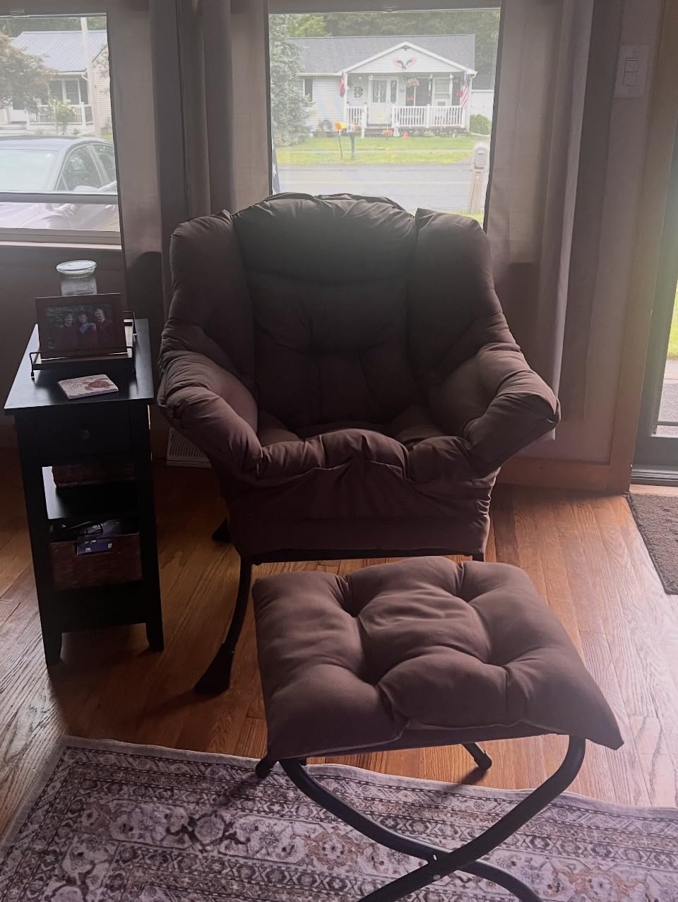 Tiita Lazy Chair with Ottoman, Comfy Reading Accent Chair, Dark Grey customer photo 2