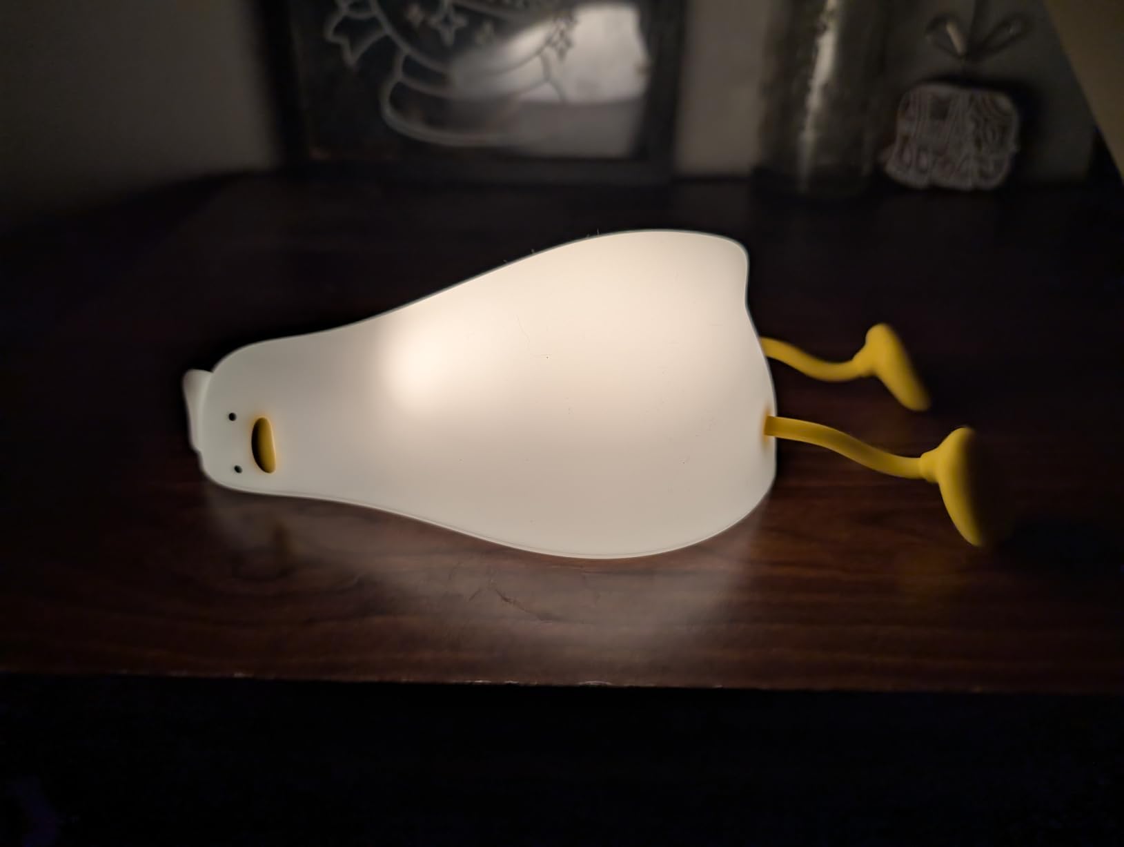 HAPPYBAG LED Lying Flat Duck Night Light, 3 Level Dimmable Nursery Nightlight,Cute Lamps Silicone Squishy Light Up Duck,Rechargeable Bedside Touch Lamp for Breastfeeding Toddler Baby Kids Decor customer photo 1