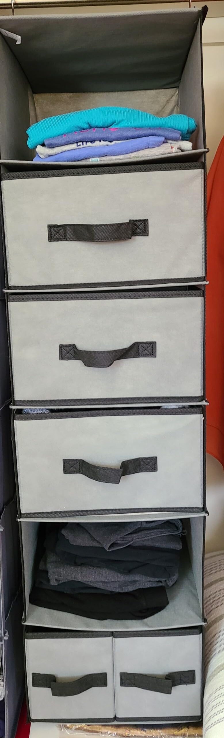 GRANNY SAYS Hanging Closet Organizer, 5 Drawers, 6 Shelves, 6 Pockets, Gray customer photo 1