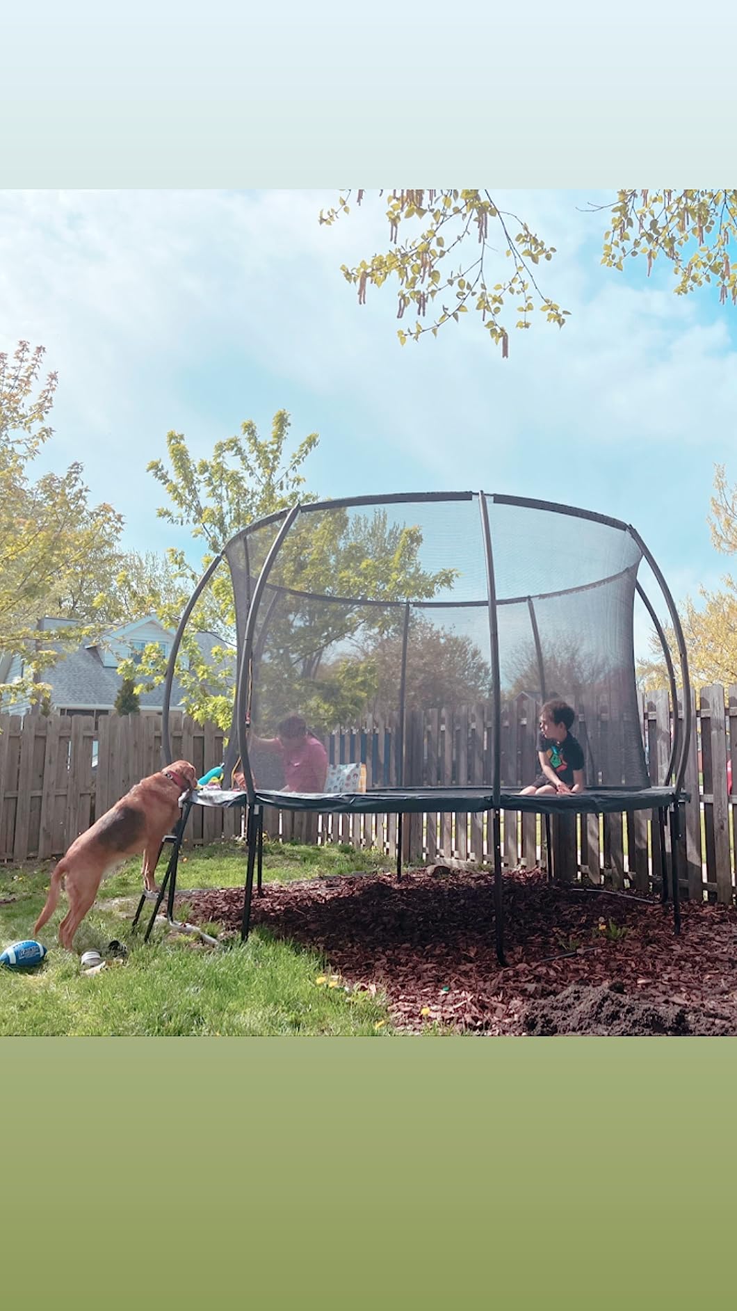 Giantex Trampoline for Kids, ASTM Approved Outdoor Large Trampoline with Net, Ladder, Rustproof Galvanized Steel Frame, Recreational Trampolines for Kids and Adults customer photo 1