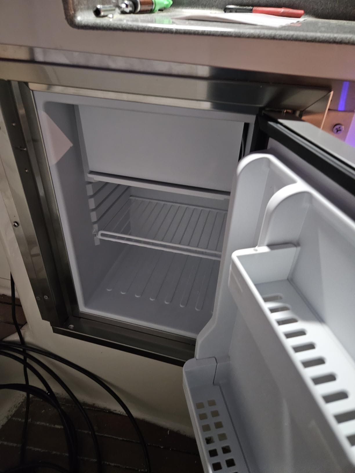 12 Volt RV Refrigerator Built-in Fridge Compressor Refrigerator Mini Fridge with Freezer for Apartment Office Boat Yacht RV Caravan (Silver Stainless Steels, 40L) customer photo 2