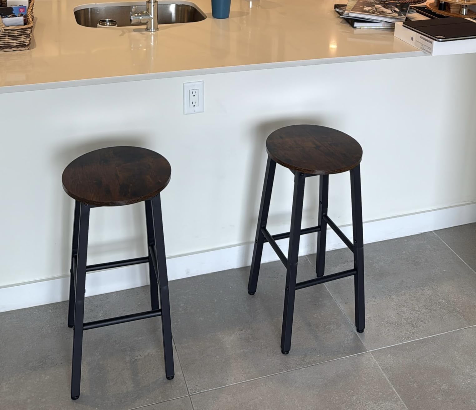 HOOBRO Bar Stools, Barstools Set of 2,Counter Height Barstools, 24.8