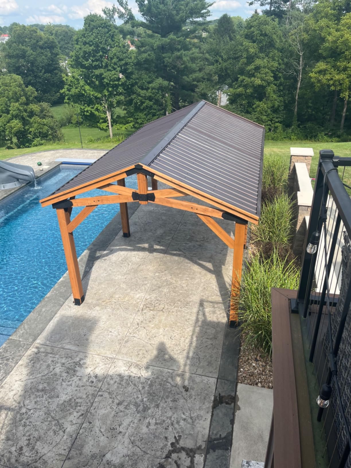 Backyard Discovery Norwood 10' x 10' Cedar Wood Outdoor Gazebo Pavilion with Hardtop Galvanized Steel Peak Roof, Snow Support, Wind Resistance, PowerPort, Shade for Garden, Patio, Deck, Entertaining customer photo 2