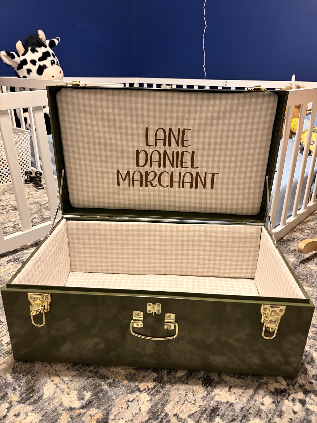 Vixdonos Decorative Metal Box Storage Trunks Set of 2 College Dorm Chest with Lock Hole,23.7X14.2X9.5 Inches(White) customer photo 2
