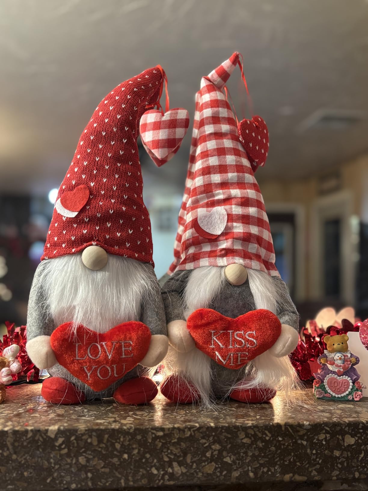 MPINOI Valentines Day Gnome Decor - 2Pcs Valentine Gnomes Plush Home Table Decorations, Mr & Mrs. Sweet Swedish Gnome Valentine's Day Gifts customer photo 2