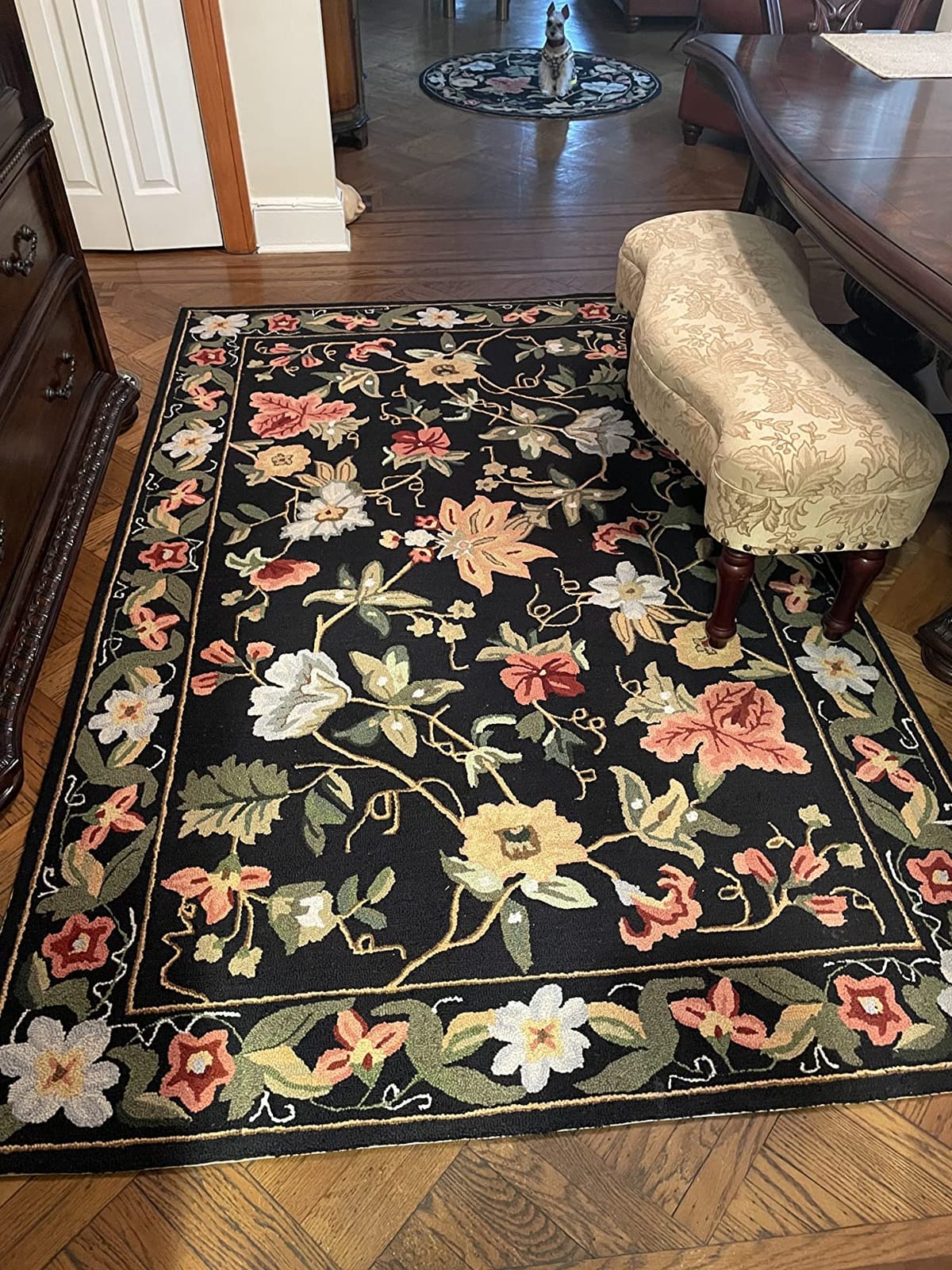 SAFAVIEH Area Rug 8x10 - Chelsea Collection - Large - Grey, Hand-Hooked French Country Floral Wool, Ideal for Living Room, Bedroom, Office, Dining Space (HK311F) customer photo 2