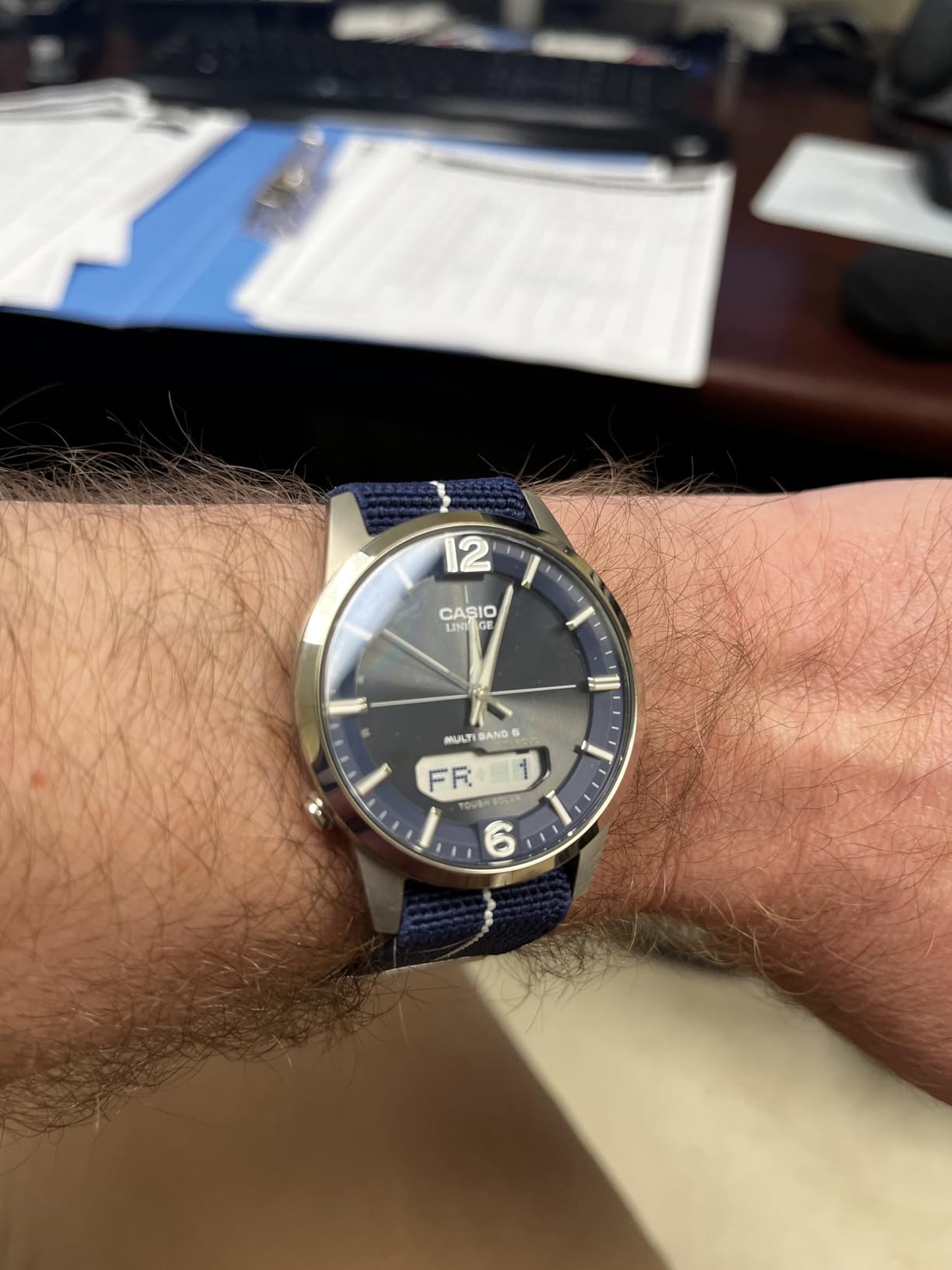 Casio LCW-M170TD-2AJF [Solar Radio Clock Lineage] Titanium Band Watch Imported from Japan Jan 2023 Model Silver/Navy customer photo 1