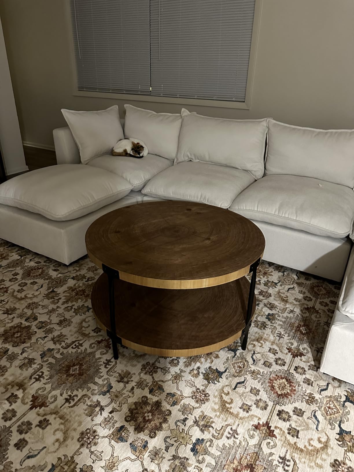Awescuti Round Boho Wood Coffee Table - 29.1