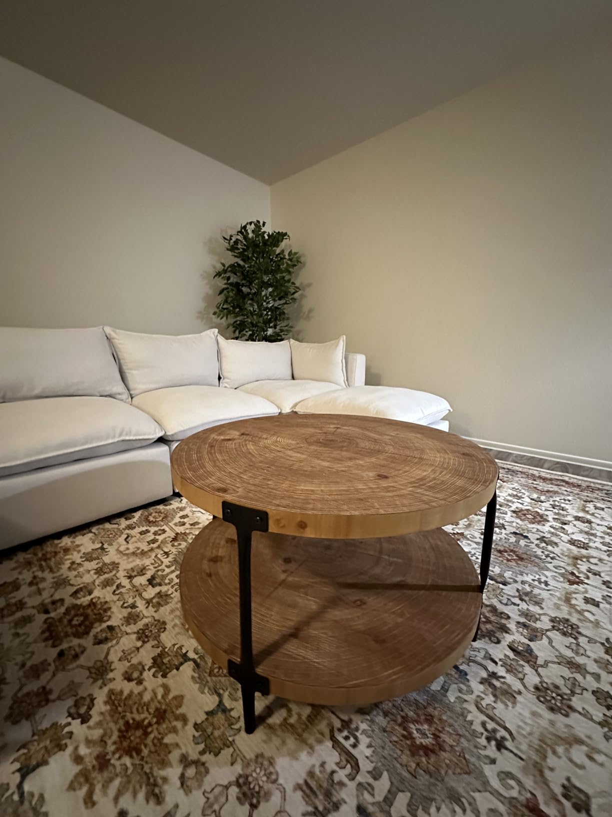 Awescuti Round Boho Wood Coffee Table - 29.1