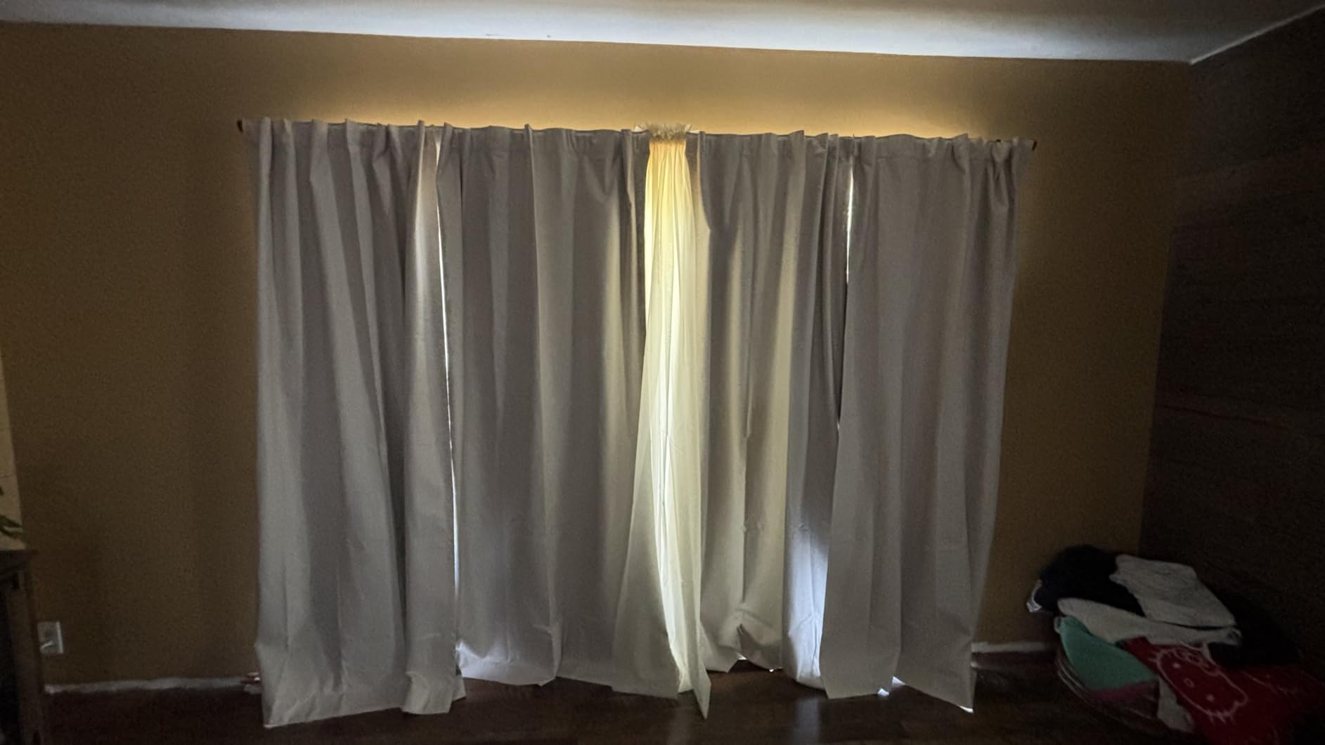 Linen Textured Total Blackout Curtains for Bedroom 84 Inches Long, Oatmeal customer photo 1