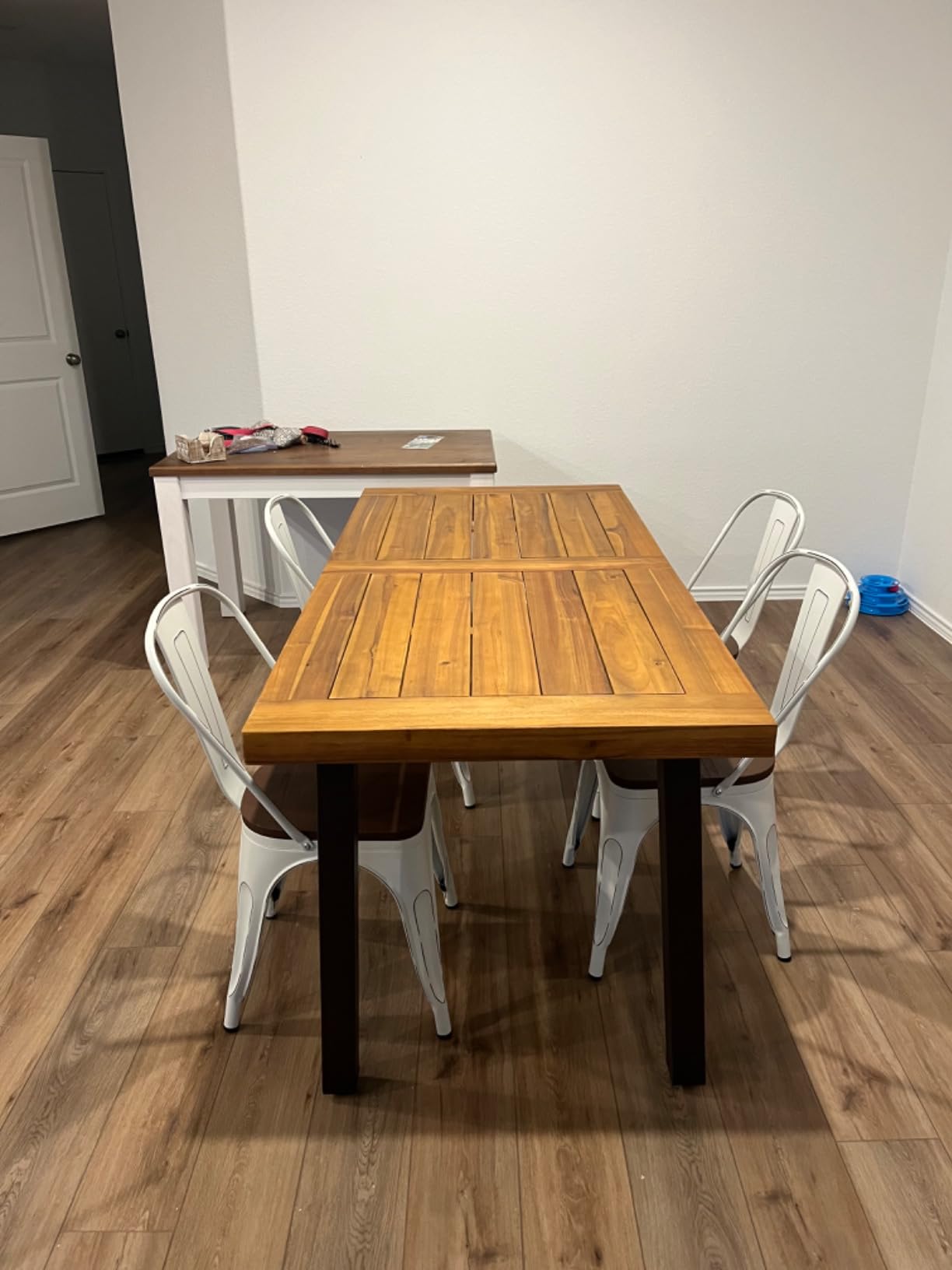 Flamaker Outdoor Acacia Wood Dining Table for 6, Natural customer photo 1