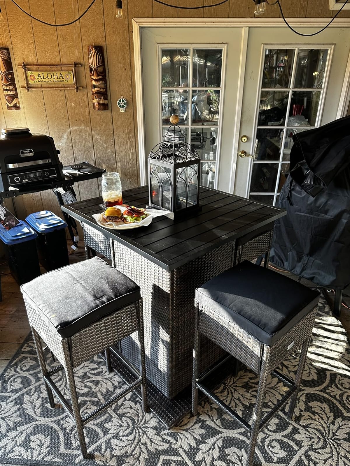 RELAX4LIFE 5-Pcs Outdoor Bar Set, Wicker Bar Height Outdoor Table & Chairs customer photo 1