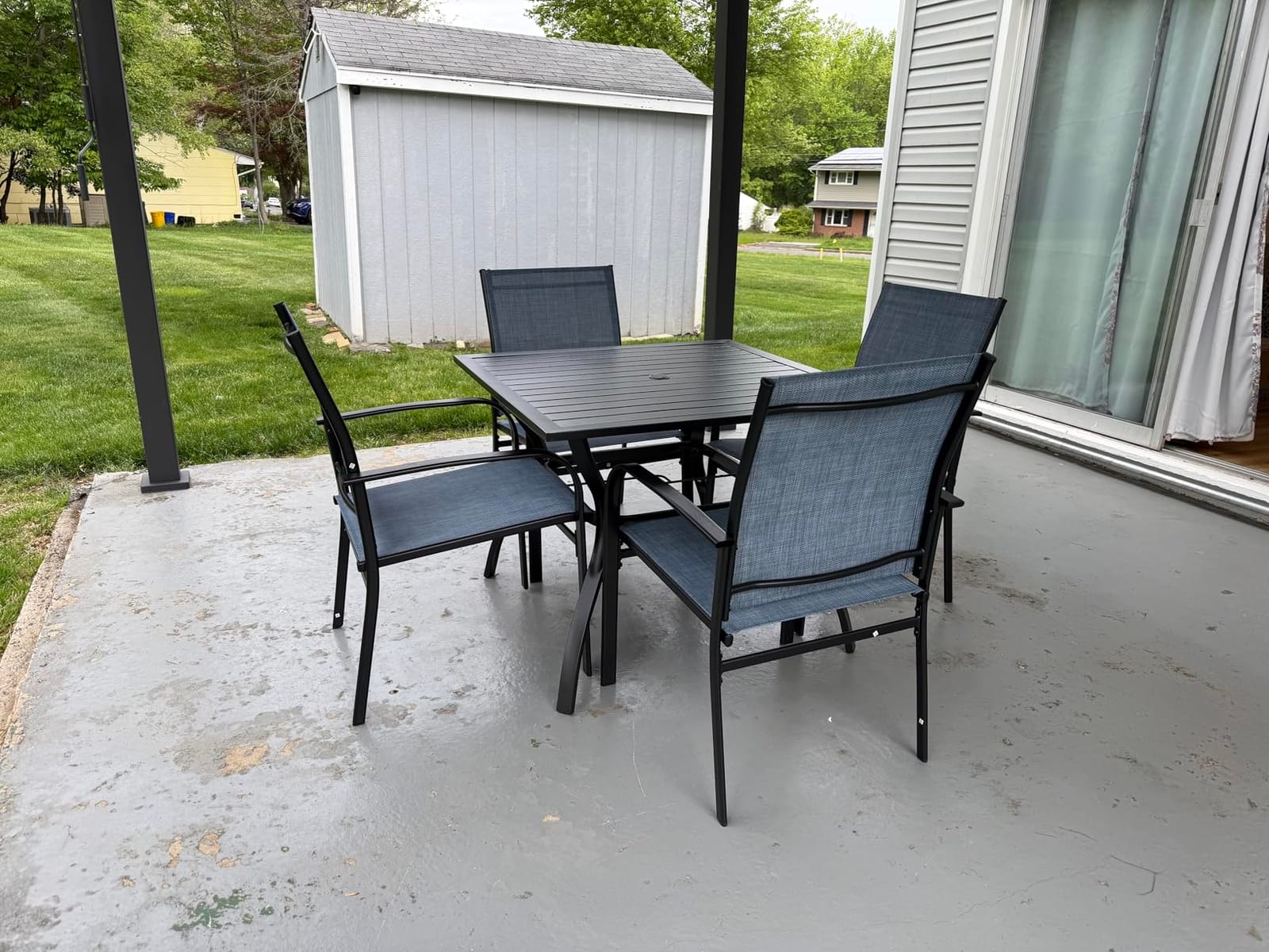 HERA'S HOUSE 5pc Patio Dining Set for 4, Outdoor Metal Table & Brown Chairs customer photo 2