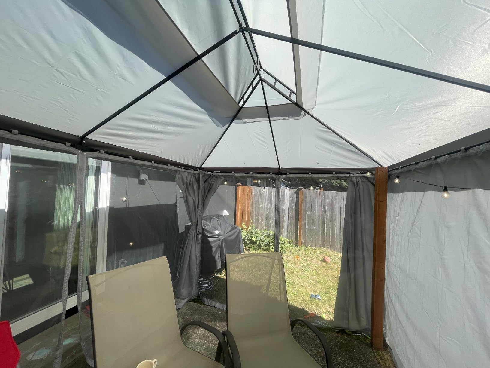 LAUSAINT HOME 10x13 Gazebo Canopy, Upgraded Metal Frame Heavy Duty Patio Canopy Tent Shelter with Double Roofs, Mosquito Nettings and Privacy Screens for Backyard, Garden, Lawn, Khaki customer photo 2