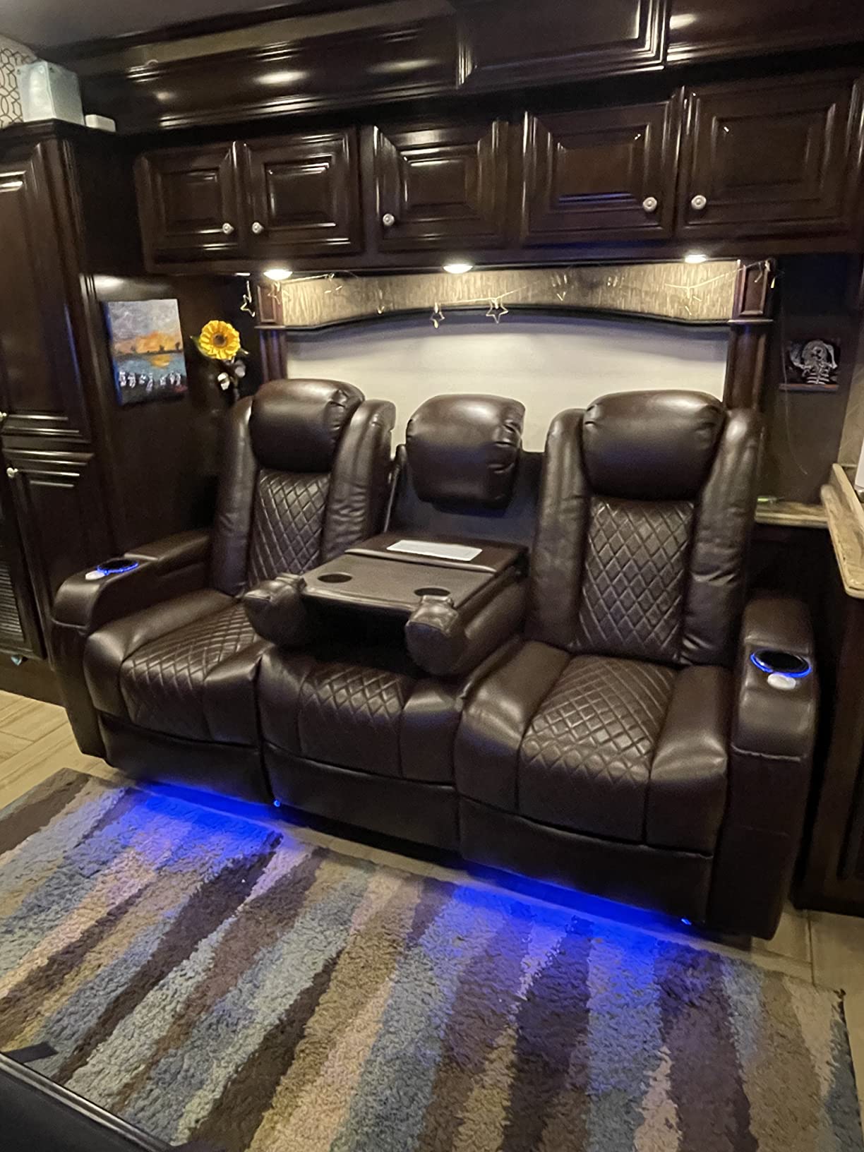 Airadlis Dual Power Home Theater Seating with 7-Color LED, Black, Row of 3 customer photo 1
