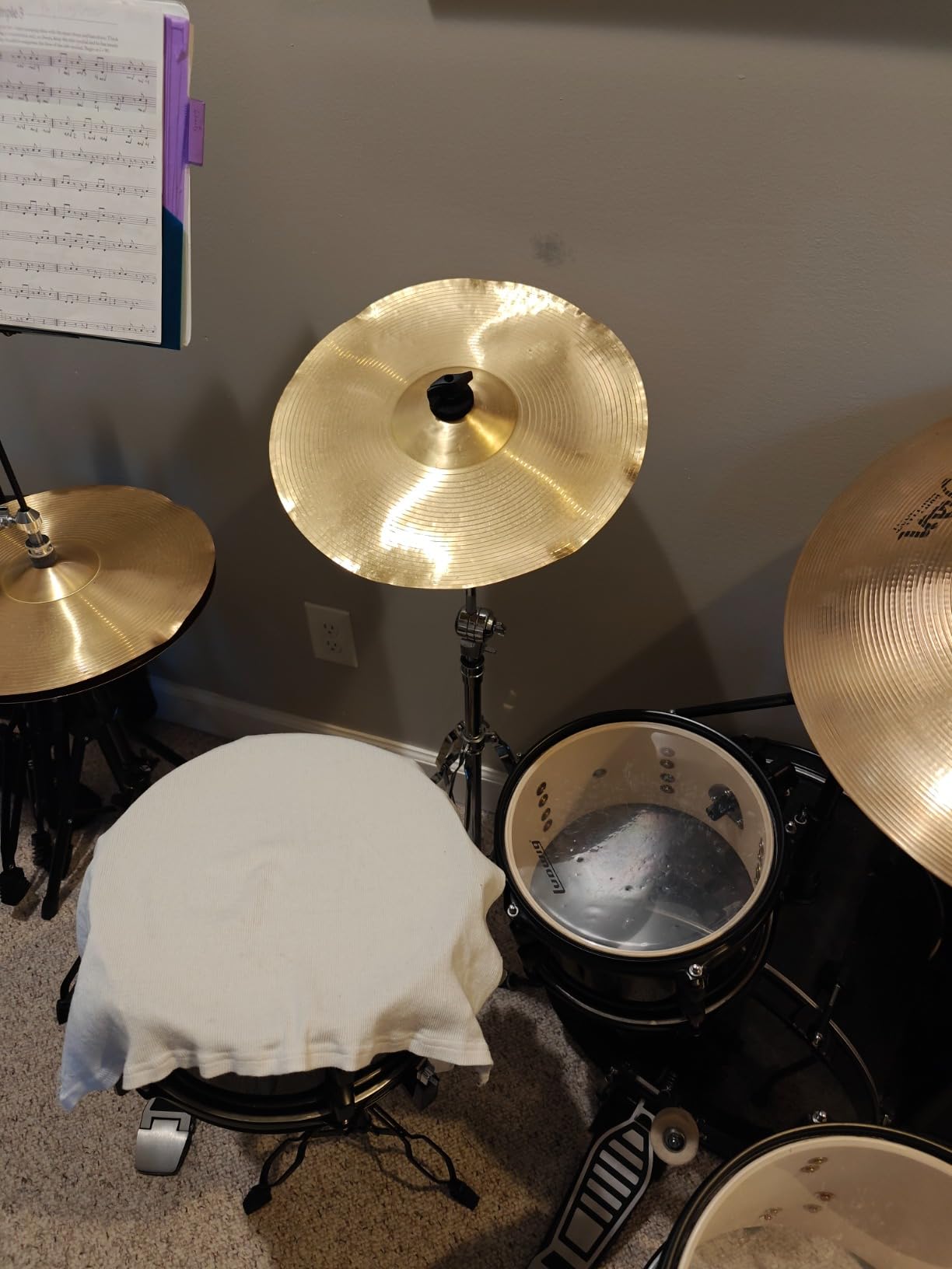 Cymbal Stand with Drum Sticks Holder, Adjust high Boom and Straight Combo,Double Braced Legs with Rubber Feet Ride and Crash cymbal stands customer photo 2