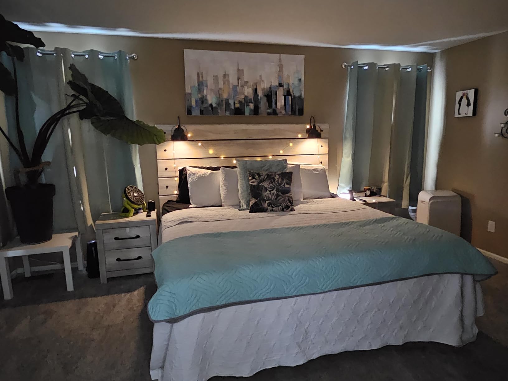 Navy Blue and Greyish White Blackout Curtains for Living Room 84 Inch Long customer photo 1