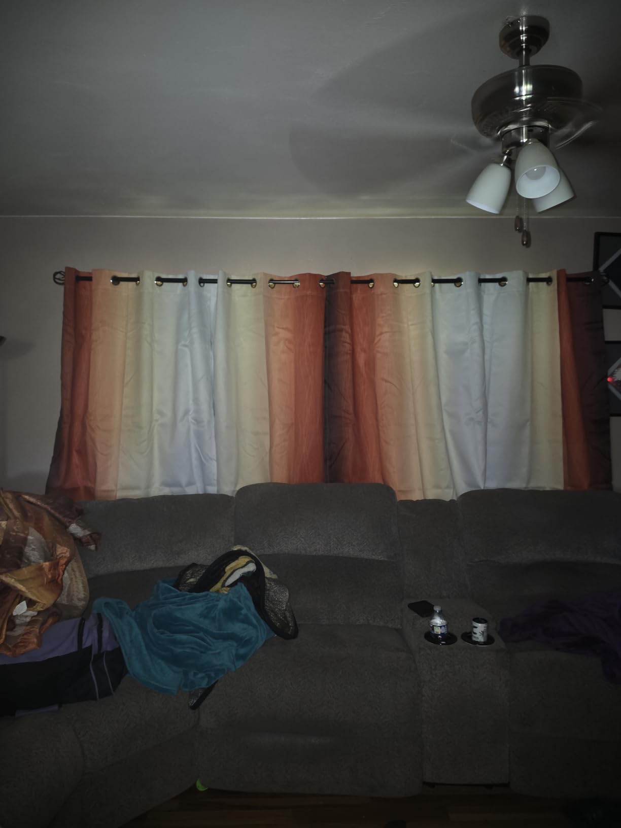 Navy Blue and Greyish White Blackout Curtains for Living Room 84 Inch Long customer photo 2