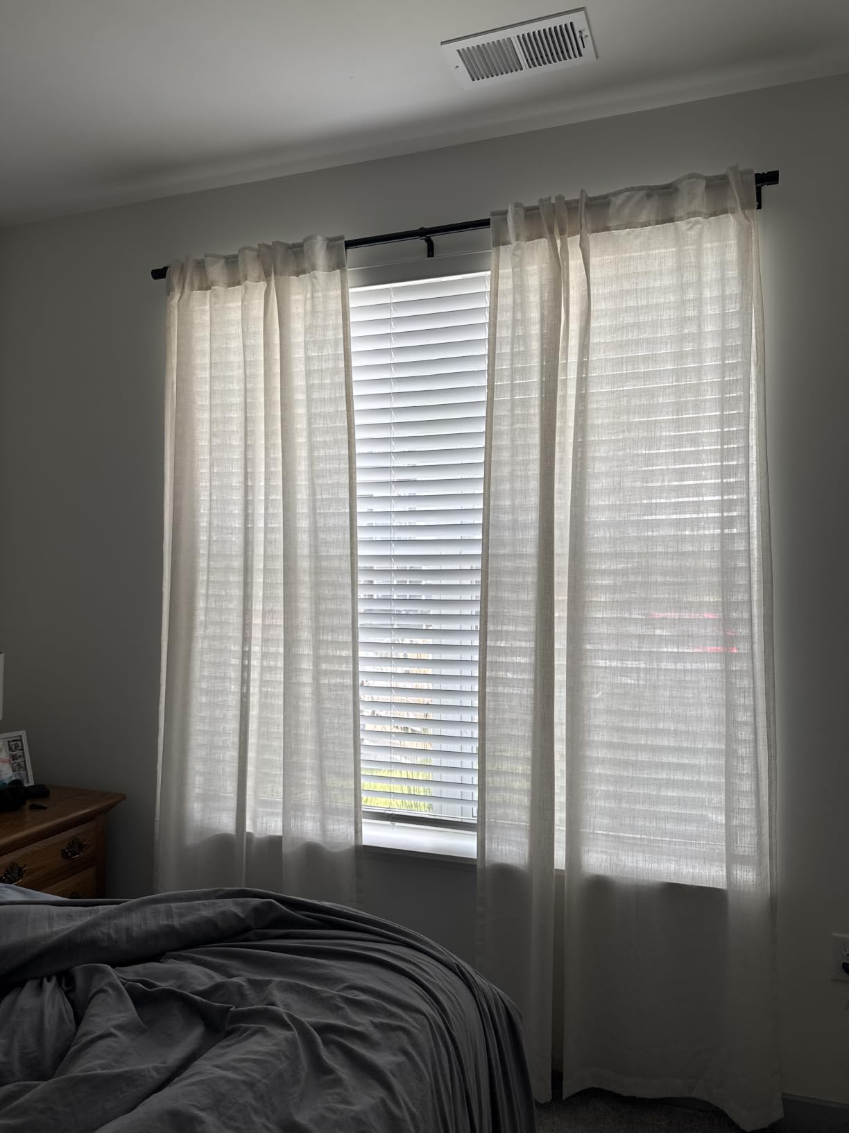 Nanspring White Linen Curtains 84 inches Long for Bedroom Back Tab Light Filtering Privacy Sheer Modern Farmhouse Coastal Decor Off Cotton Textured Gauze Curtain Living Room 2 Panel Set customer photo 2