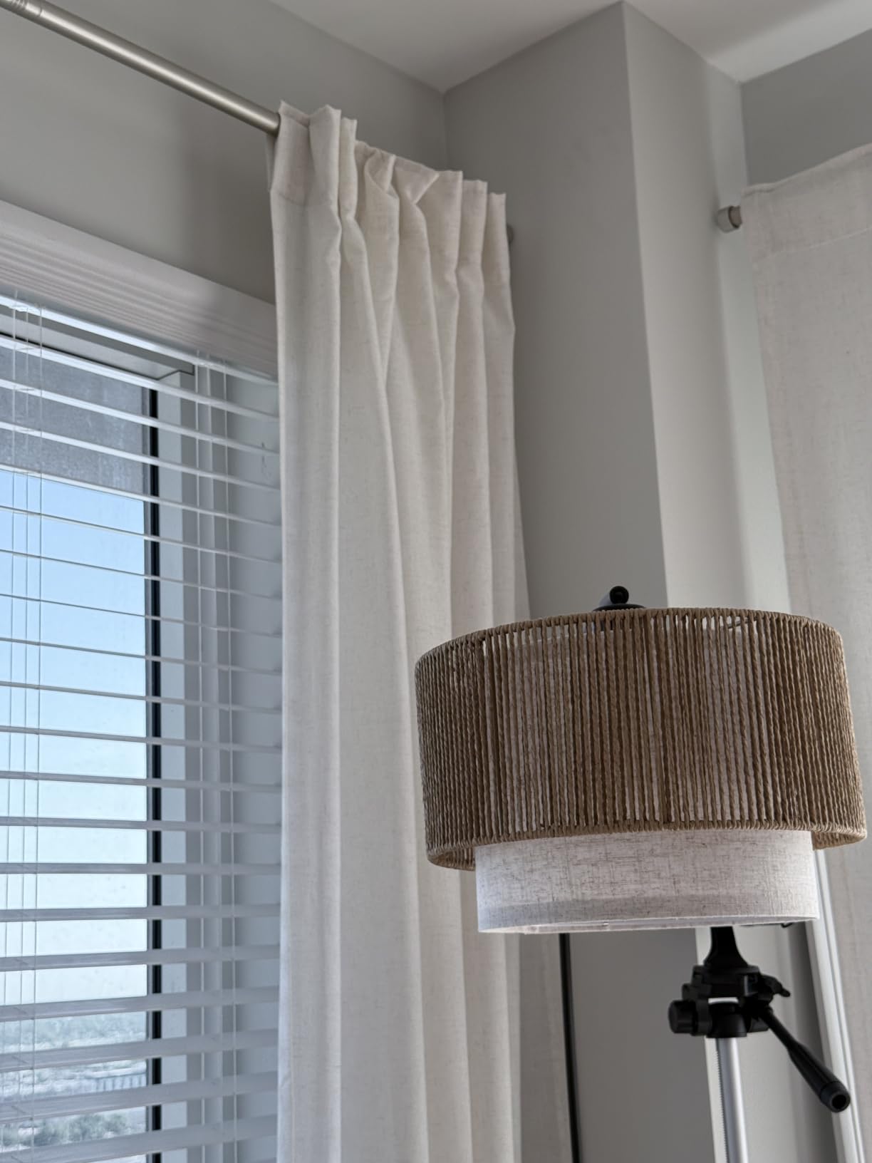 Cream Linen Back Tab Curtains 84 Inch Length for Living Room 2 Panel Set Neutral Modern Farmhouse Window Privacy Semi Sheer Linen Drapes Rustic Pinch Pleated Look Curtain Natural Ivory Colored customer photo 1