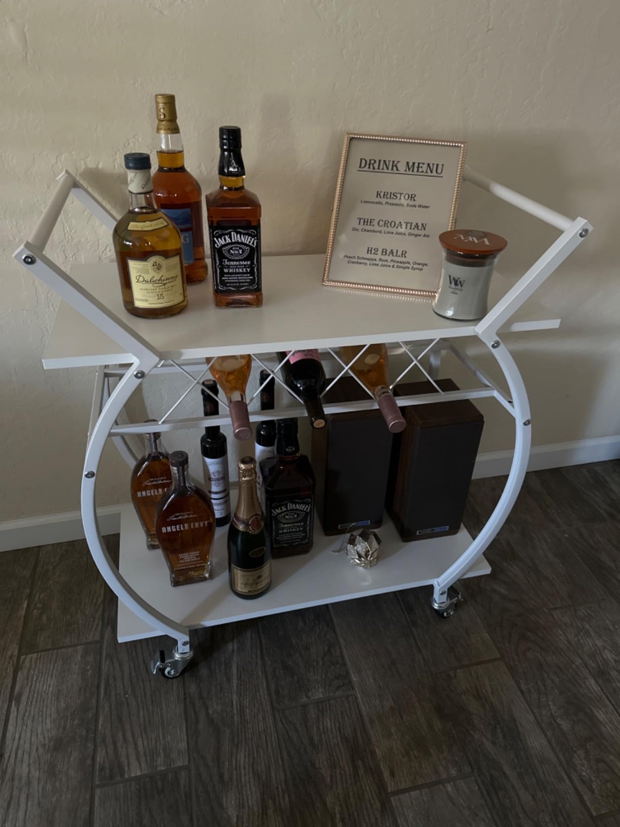 LVB Black Bar Cart with Wheels, Industrial Wine Cart with Storage for Home customer photo 2