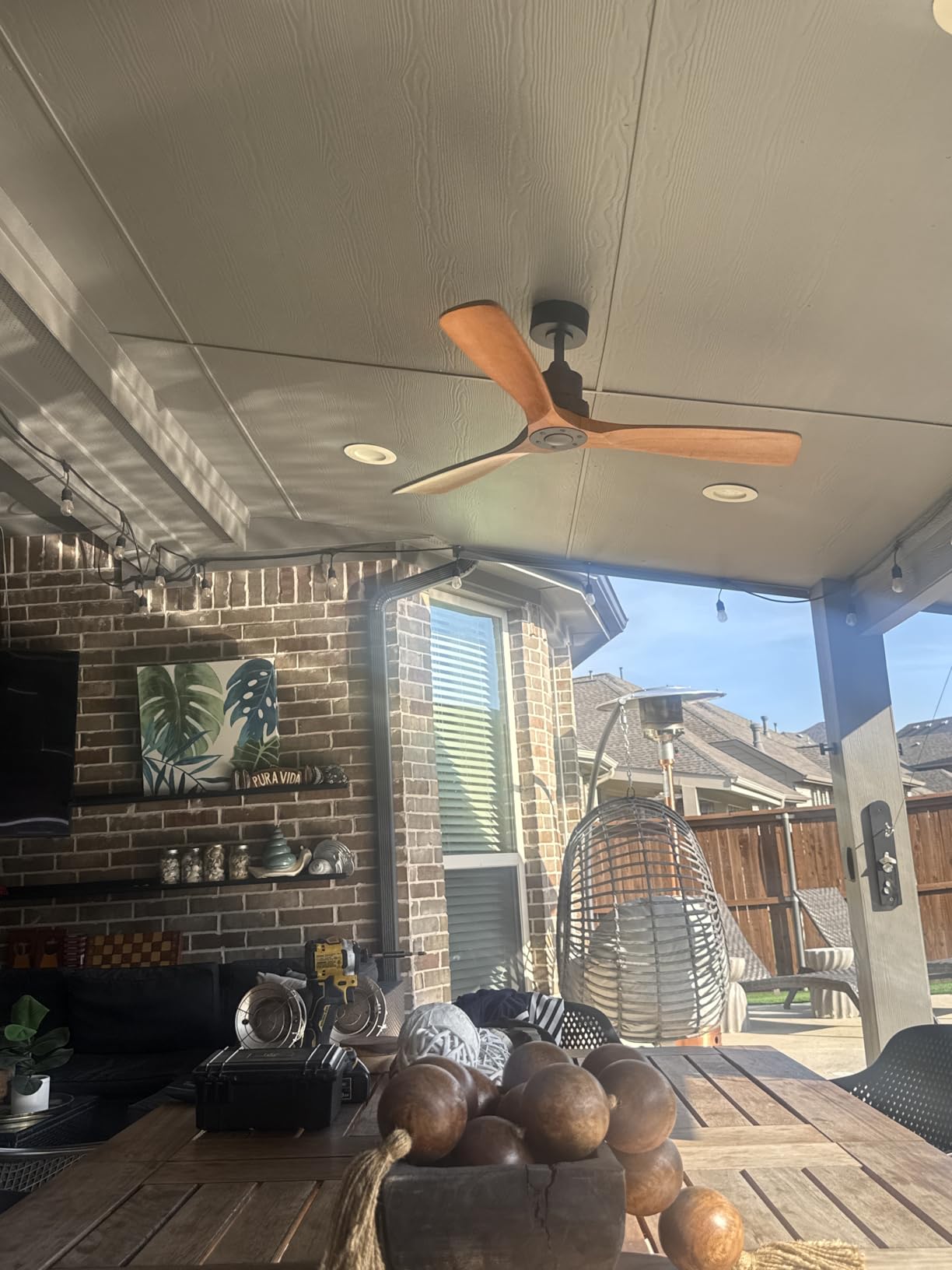 52 Inch Ceiling Fans with Lights and Remote, 3 Solid Wood Blades customer photo 1