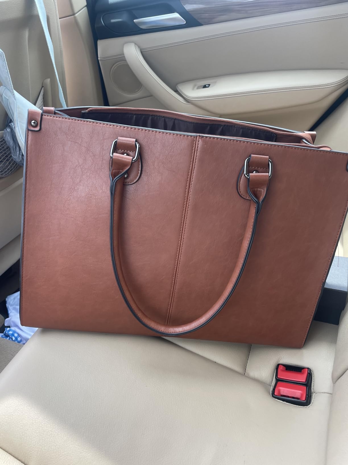 LOVEVOOK Laptop Tote Bag for Women, 15.6 Inch Professional Work Bag with Matching Clutch, Waterproof Vintage Leather Computer Tote for Office, Business Travel & Daily Use, Gift for Women customer photo 1