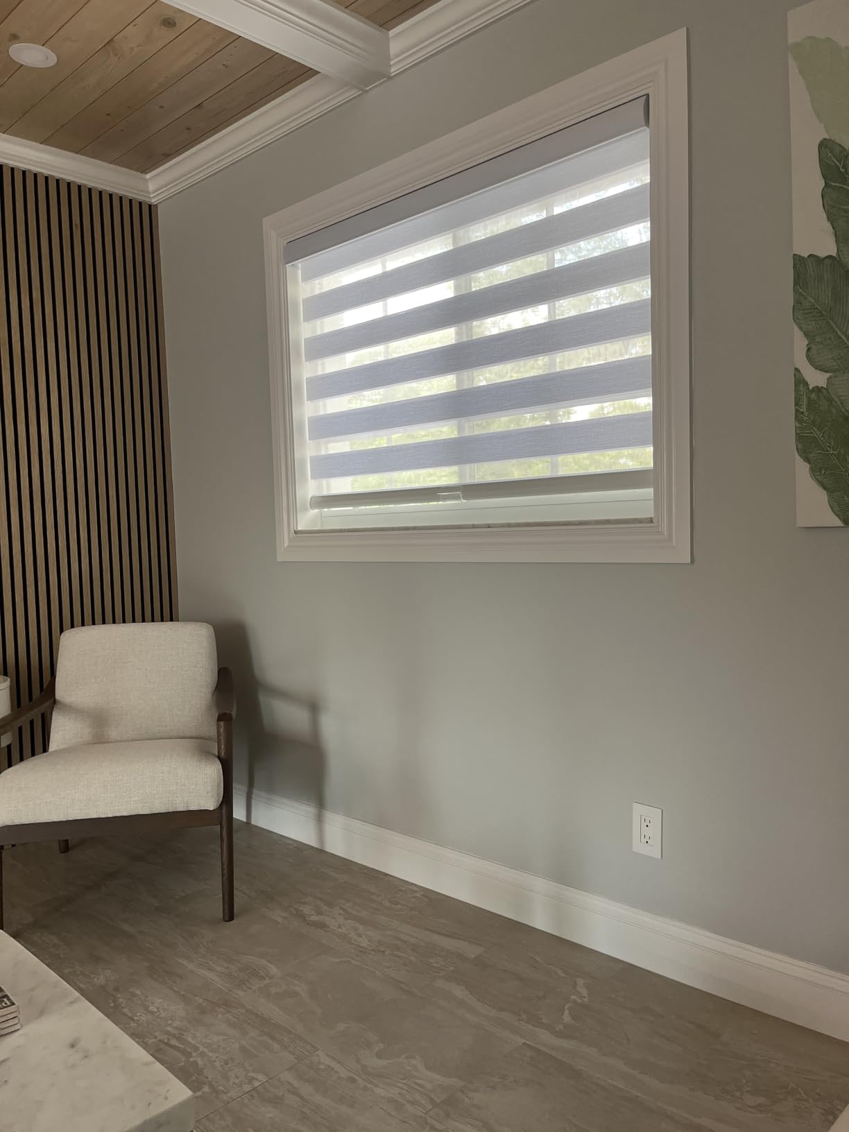 Persilux Custom Size Cordless Zebra Blinds for Windows with Jacquard Pattern Roller Shades Light Filtering Sheer Window Shades for Home, Office and Door White customer photo 1
