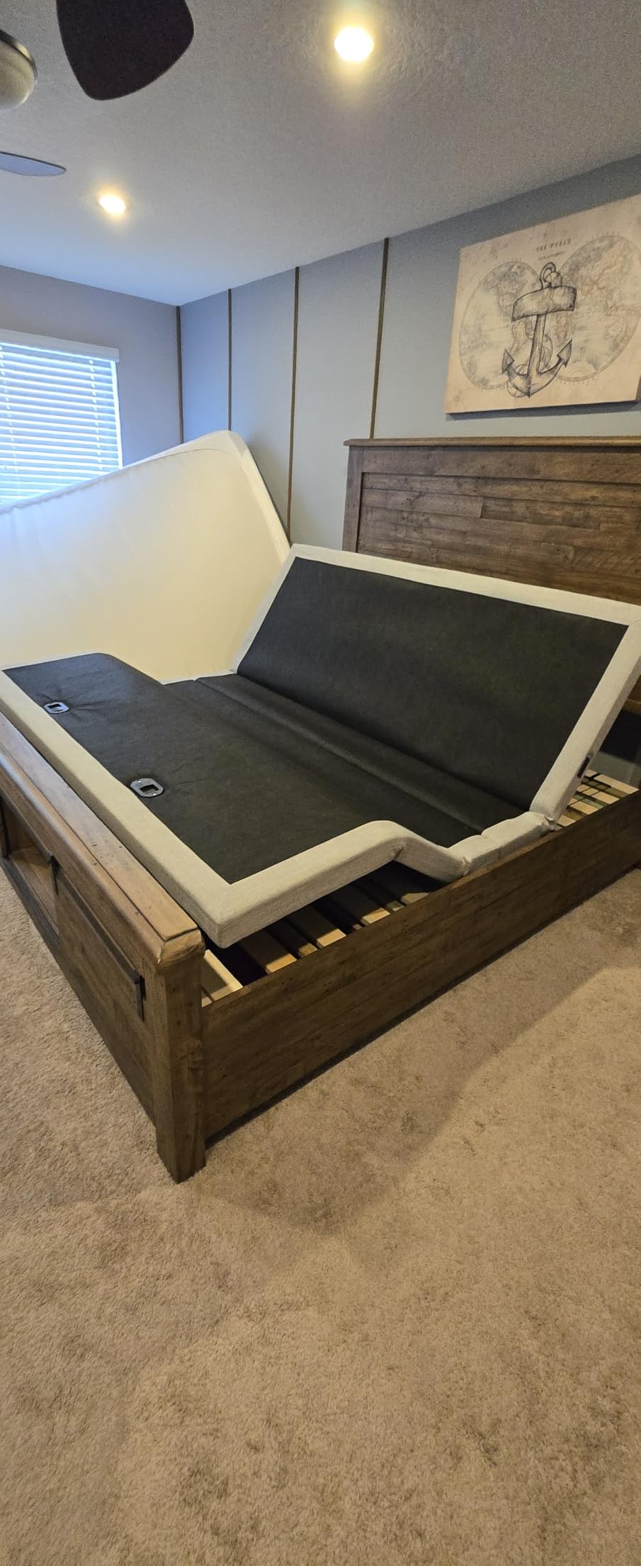 Irvine Home Collection Split King Adjustable Bed Base - Dual Massage - USB Ports - Zero Gravity - Underbed Light - Wireless Remote - Zero Clearance - Anti Snore - Memory Positions customer photo 2