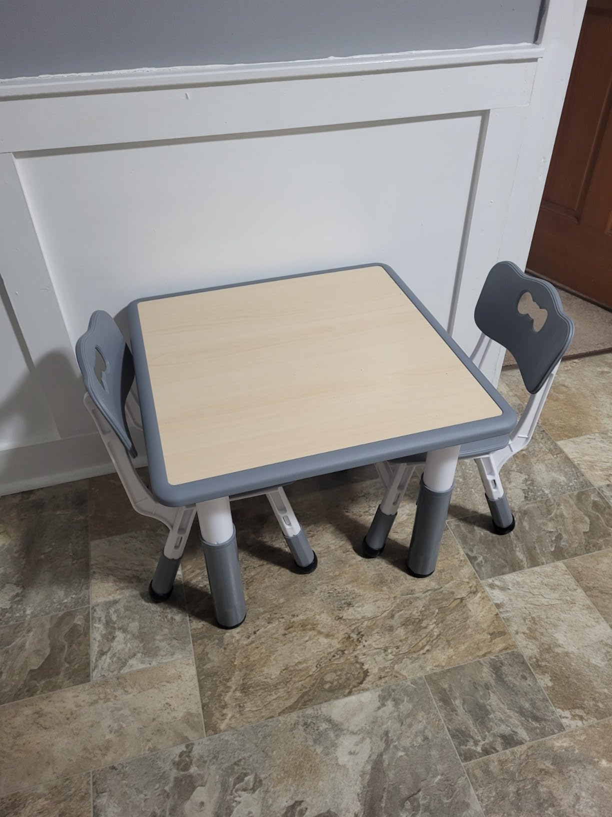 FUNLIO Kids Table and 2 Chairs Set, Height Adjustable Toddler Table and Chair Set for Ages 3-8, Easy to Wipe Arts & Crafts Table, for Classrooms/Daycares/Homes, CPC & CE Approved (3pcs Set) - Pink customer photo 2