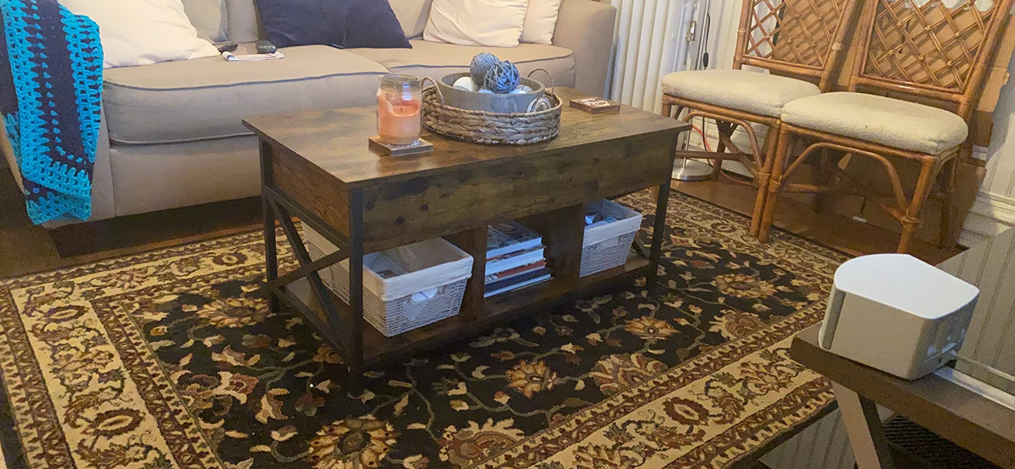 VASAGLE Lift Top Coffee Table with Storage Shelf, 3 Compartments customer photo 2