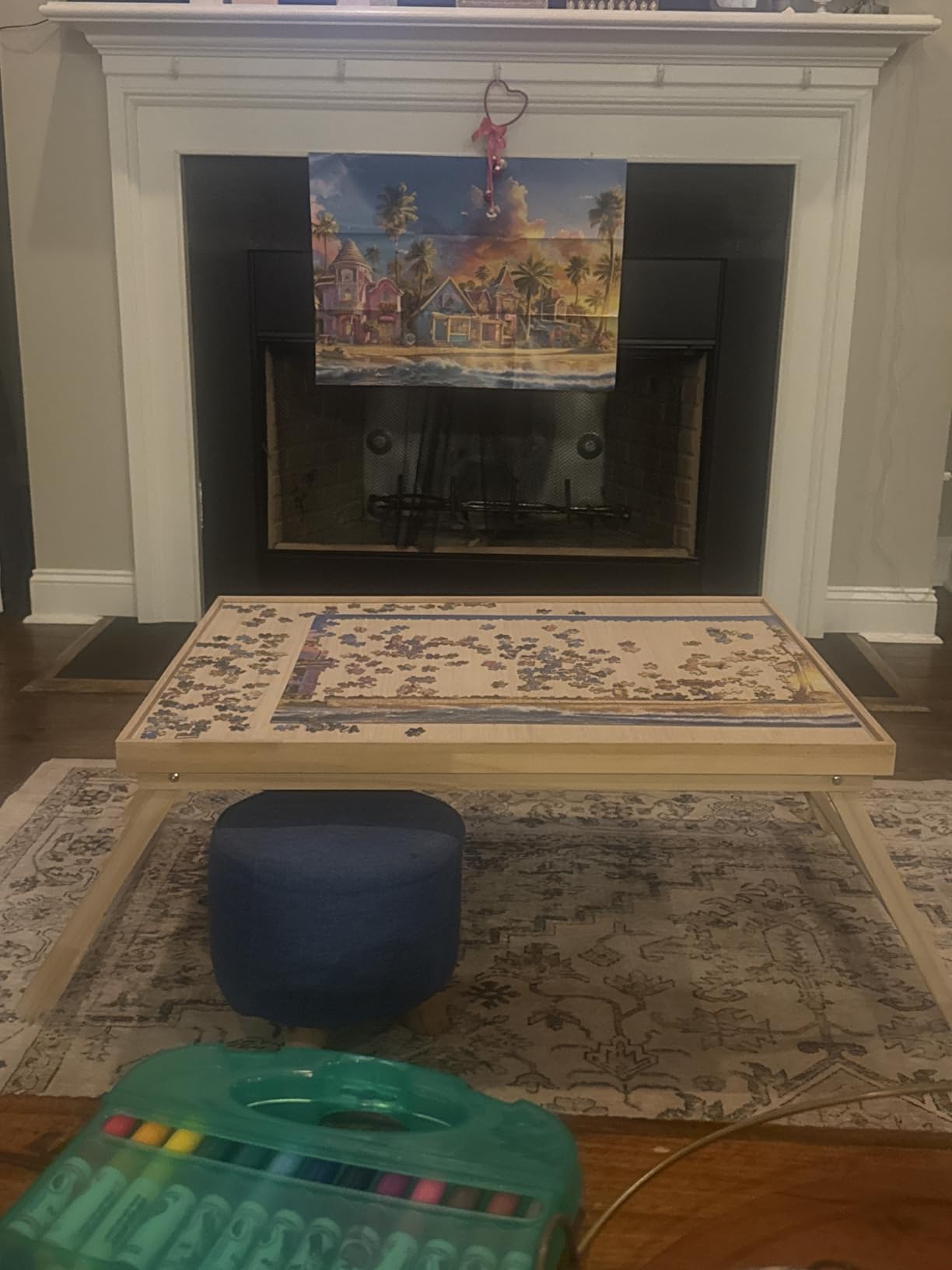 TEAKMAMA 2000Pcs Jigsaw Puzzle Table with 4 Drawers for Adults,Natural customer photo 2