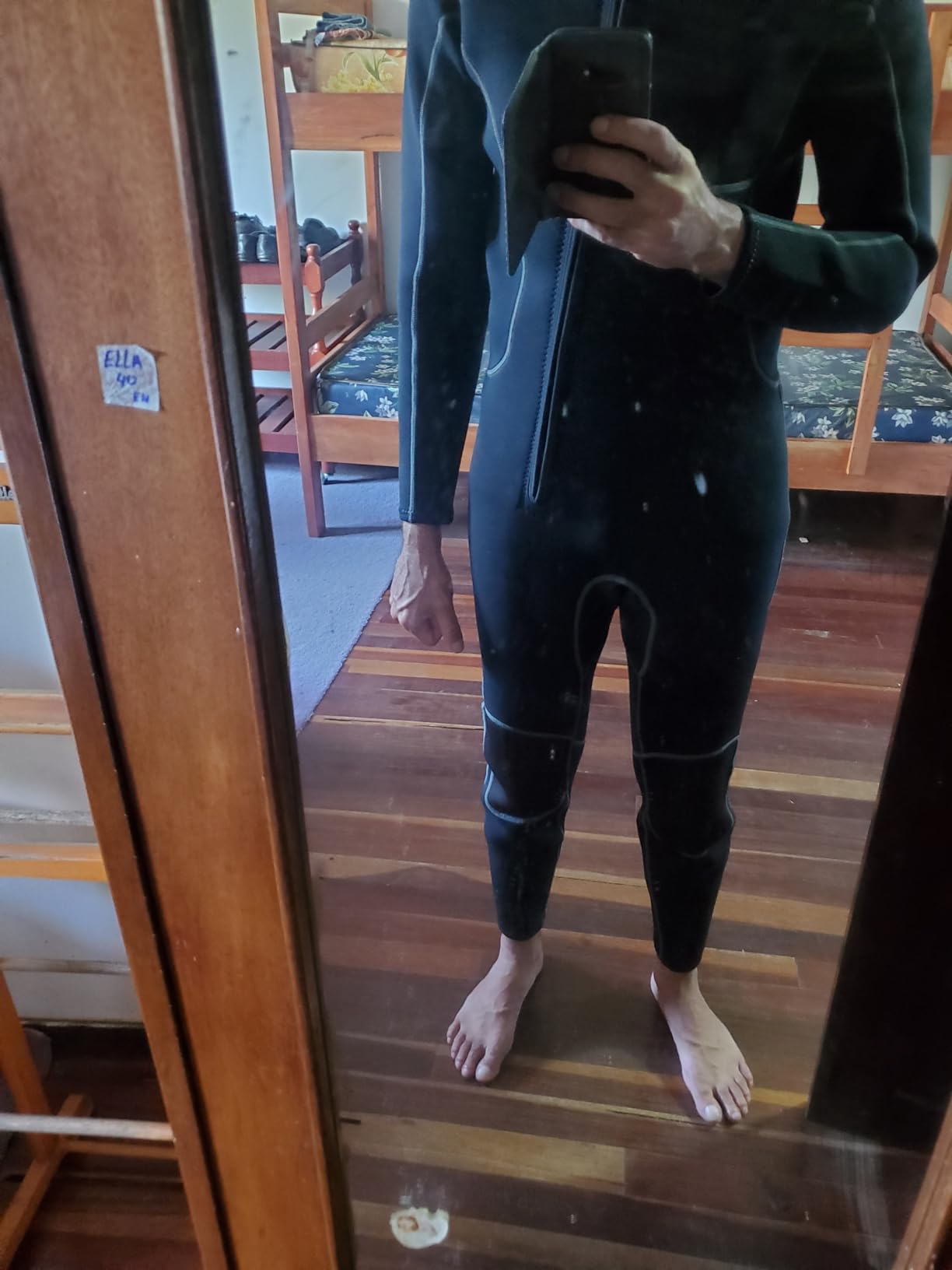 Hevto Men Wetsuit 3/2mm Neoprene Front Zipper for Surfing Diving customer photo 2