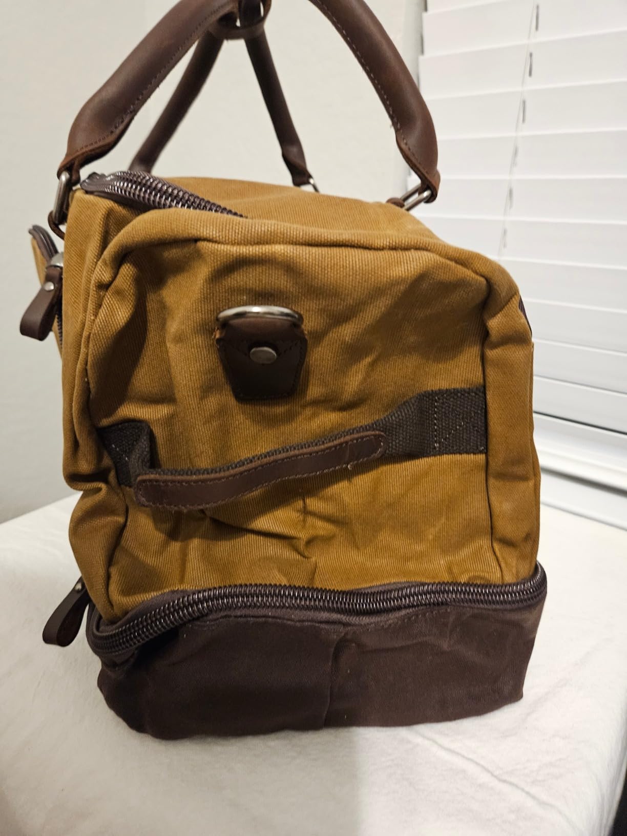 Nerlion Weekender Bag with Shoe Compartment Large Overnight Bag for Men Canvas Genuine Leather Carry on Luggage Bag Travel Duffel Bag(Brown) customer photo 1