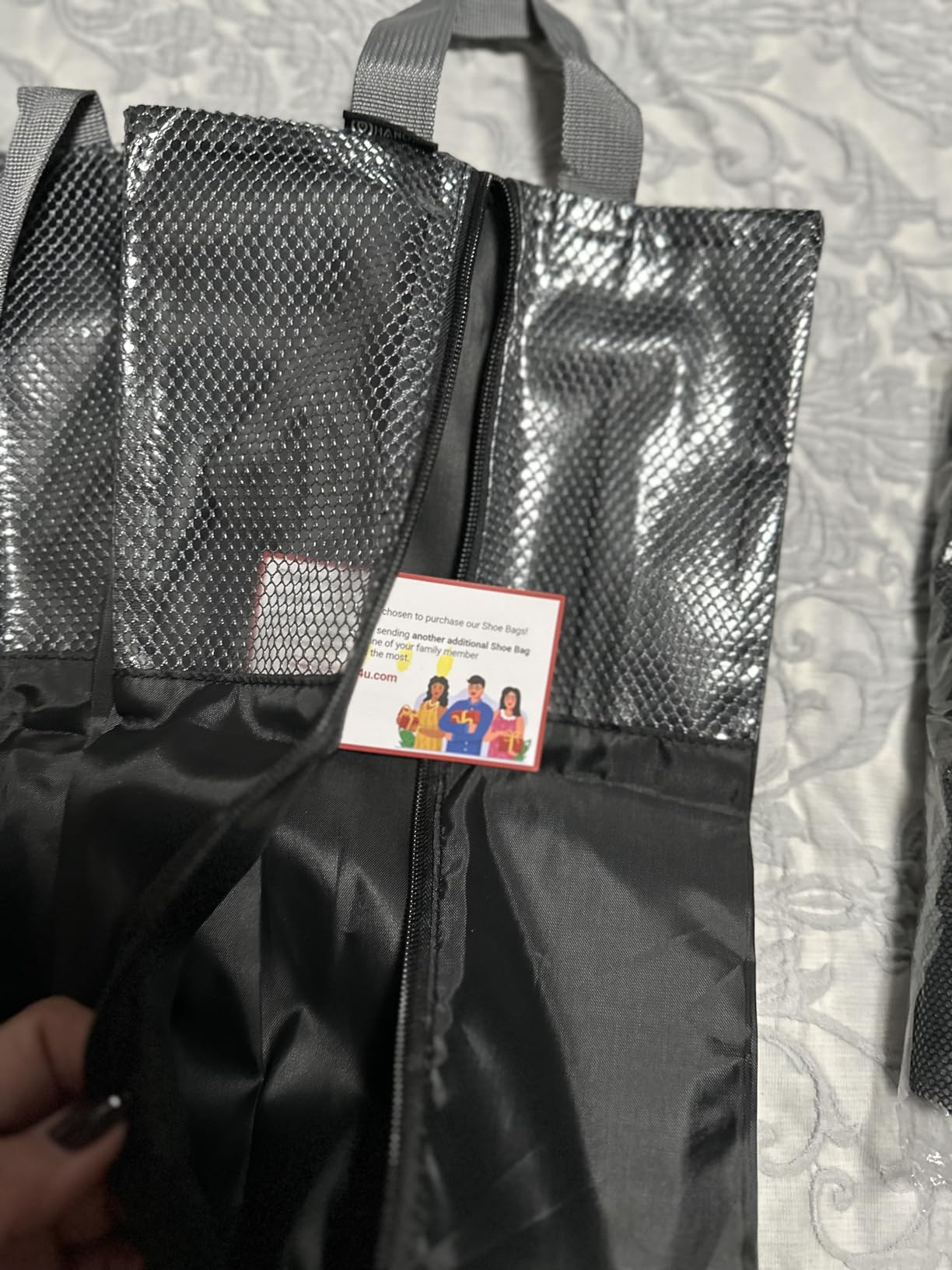 Shoe Bags For Travel, Used As For Storage or Shoe Travel Bag, Space Saving When Travelling With This Travel Shoe Bags For Packing, Featuring Waterproof Nylon Sneaker Bag (Black, 2 Pack, Medium) customer photo 2