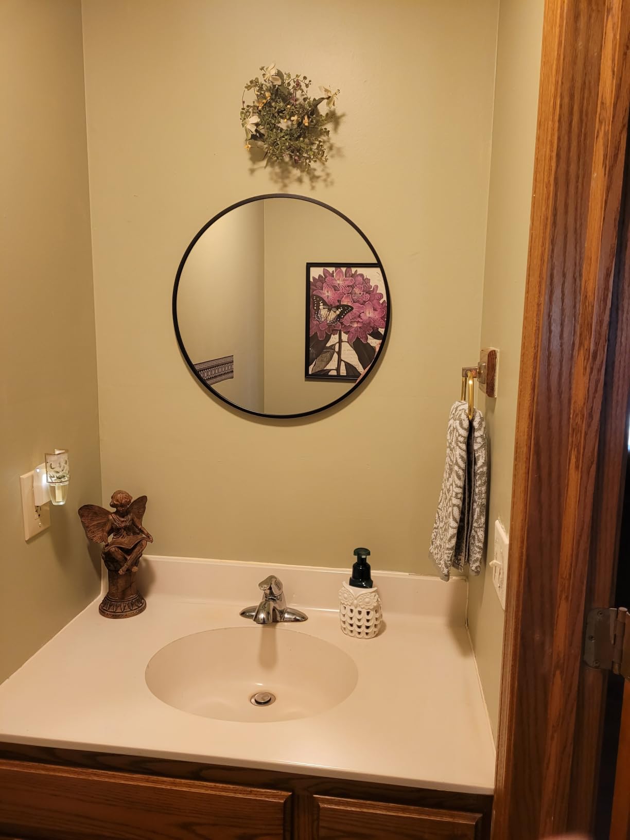 Sunniry Large Round Mirror, Circle Mirror 30 inch, Matte Black Metal Frame customer photo 1