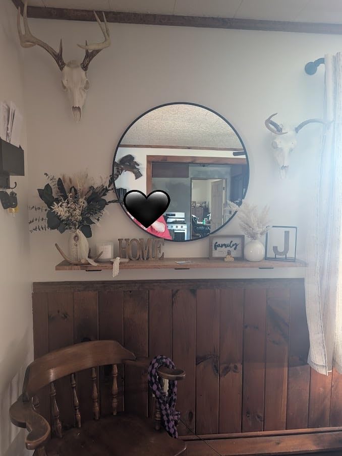 Sunniry Large Round Mirror, Circle Mirror 30 inch, Matte Black Metal Frame customer photo 2