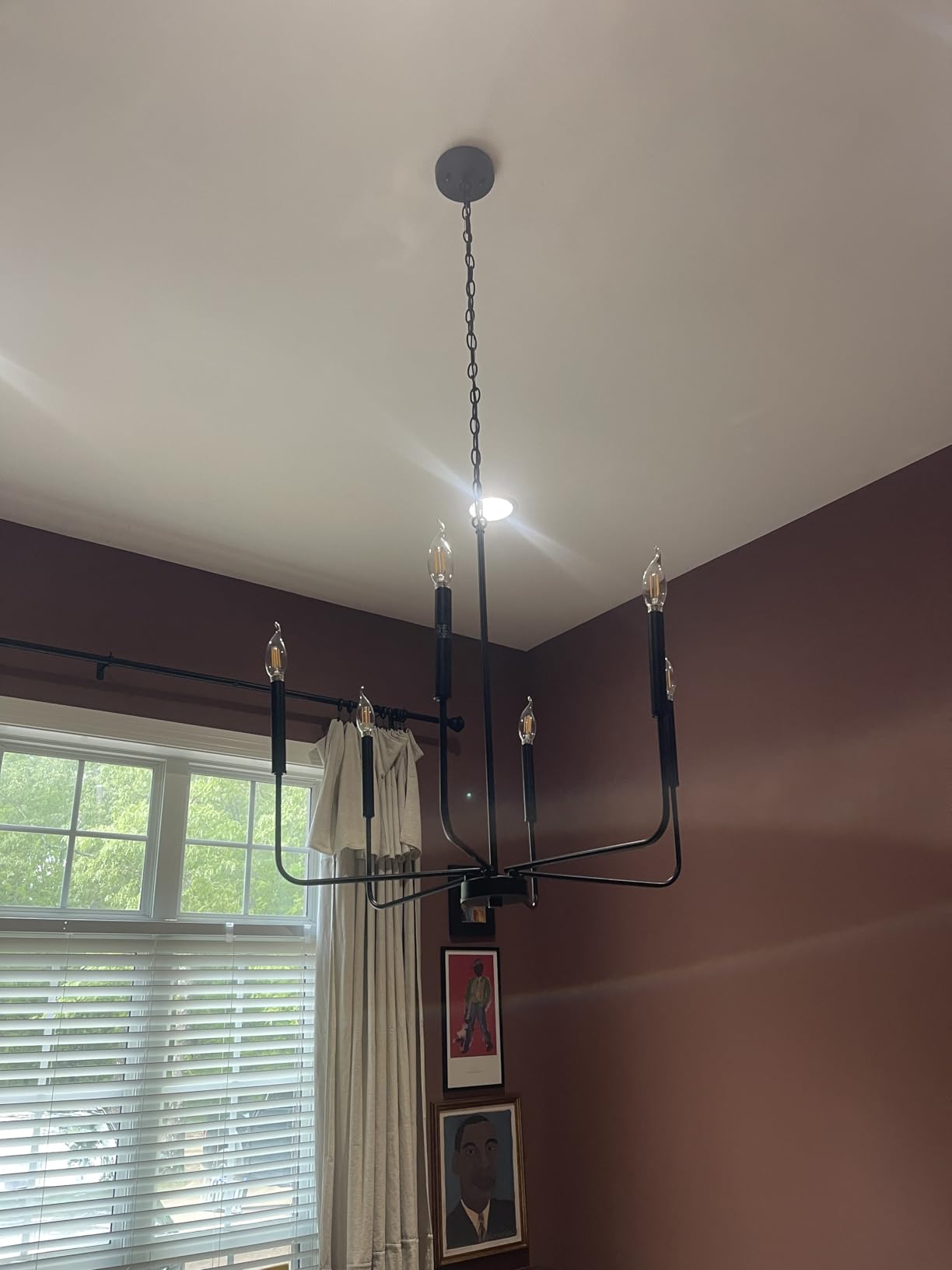 Modern Gold Chandelier for Dining Room,Metal 6-Light Kitchen Light Fixtures,Farmhouse Candle Hanging Pendant Light for Living Room Entryway Foyer Bedroom (Bulb Not Included) customer photo 2