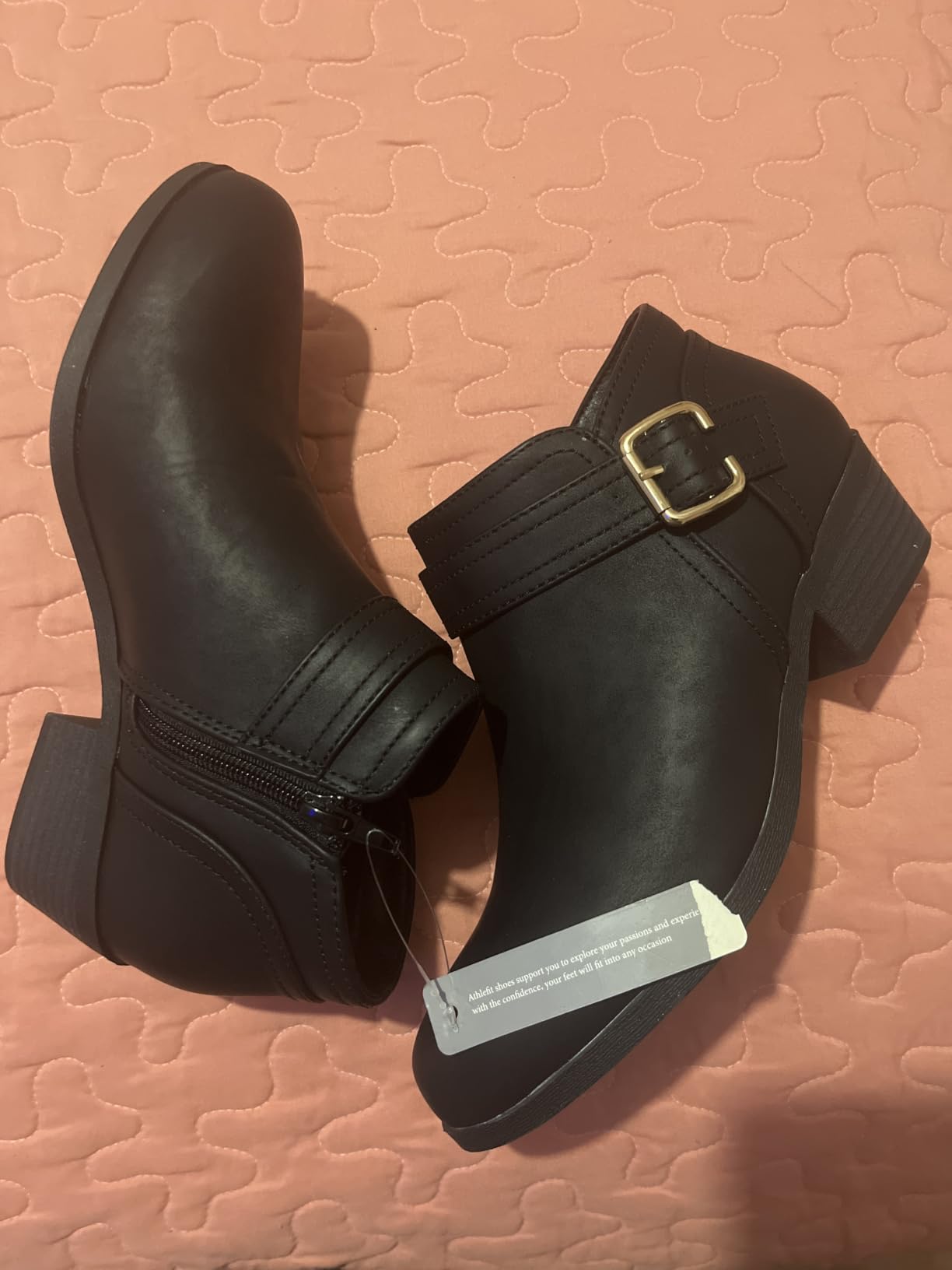 Athlefit Women's Chunky Low Heel Short Ankle Boots customer photo 1