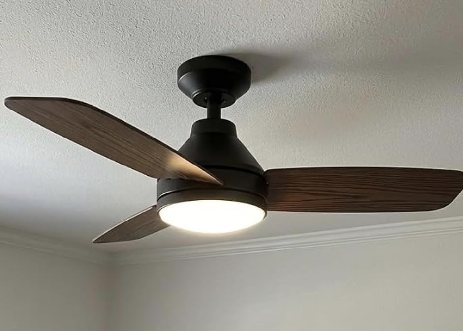 Amico 42 Inch Black Low Profile Ceiling Fans with Lights and Remote | Flush mount, 3-color dimmable light, quiet reversible DC motor, easy install, memory, timer, bedroom, covered outdoor areas customer photo 1