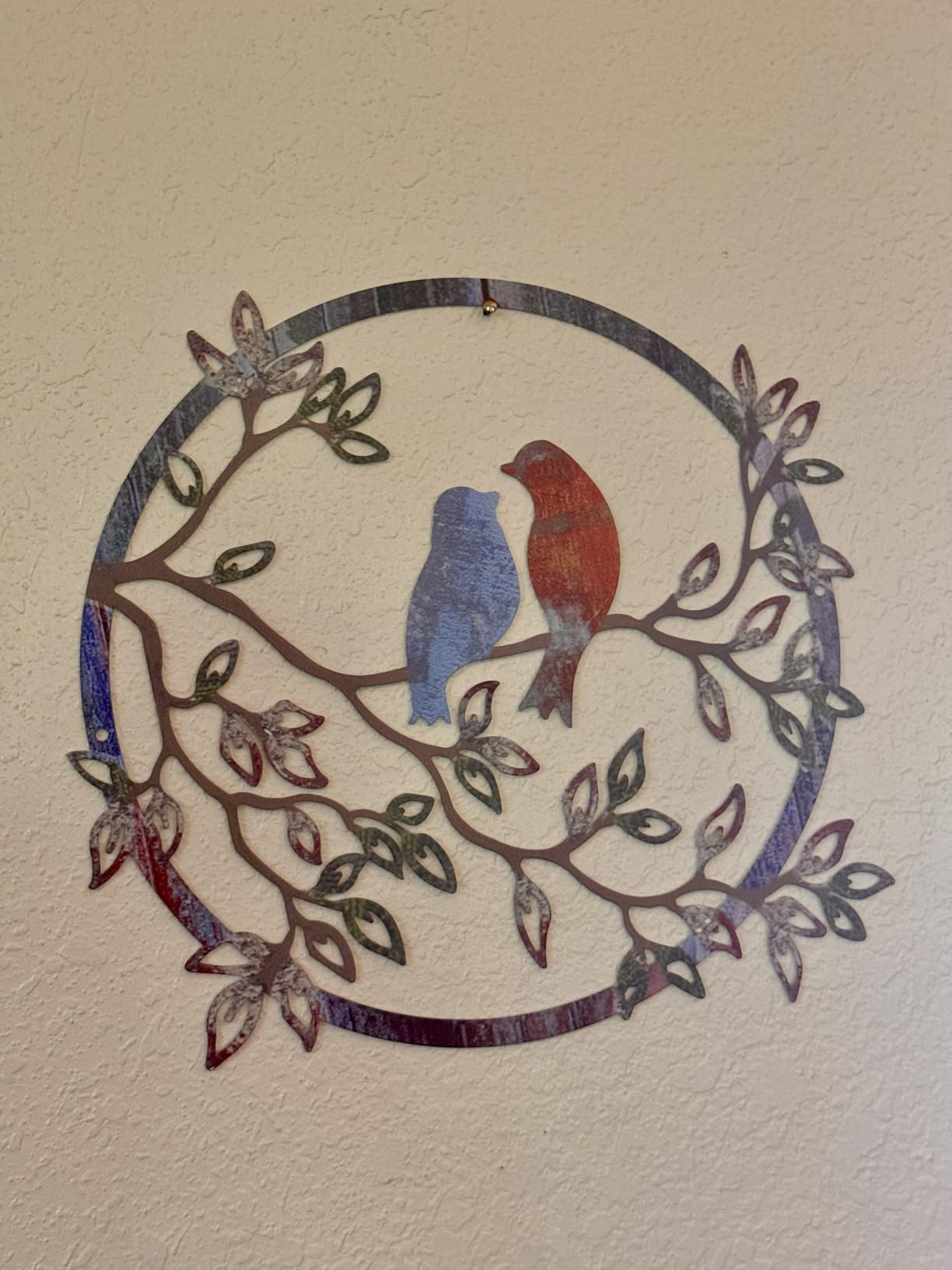 Ferraycle Metal Wall Art Bird Branches Hanging Ornament, Fresh Color customer photo 1